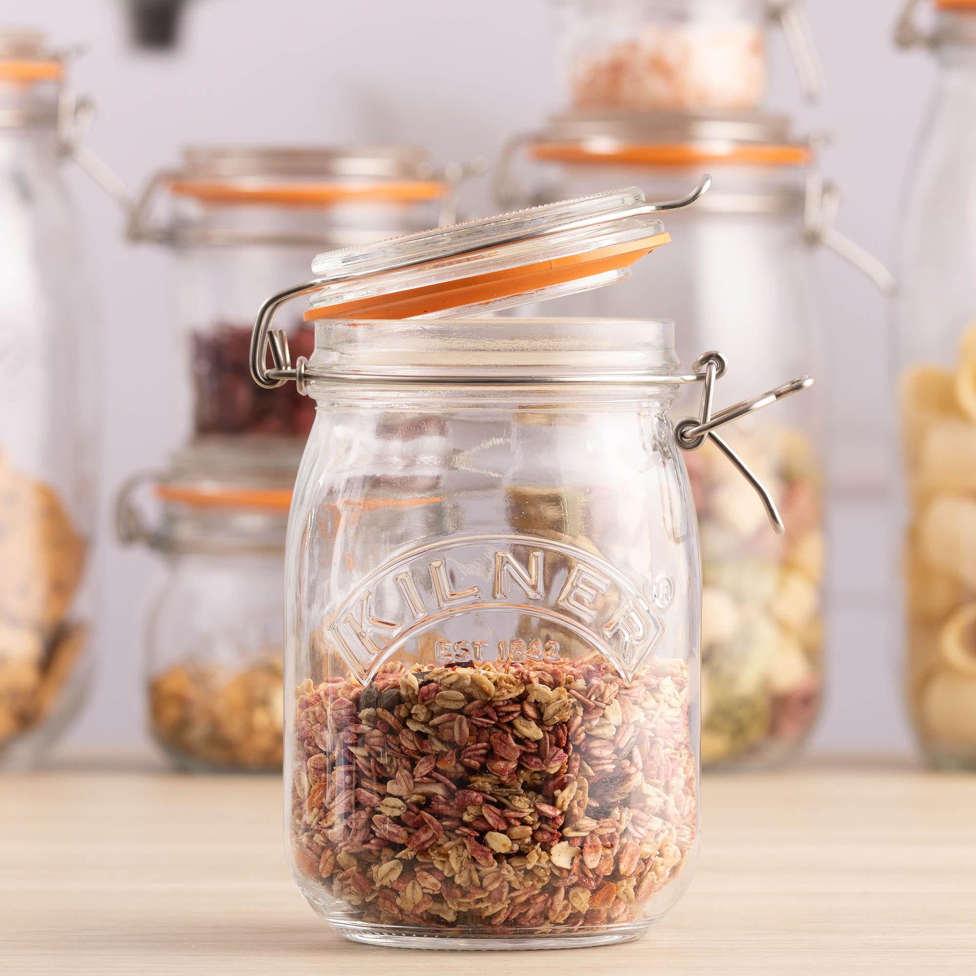KILNER round swing-top jar, 1.0 litre, storage jar, preserving jar