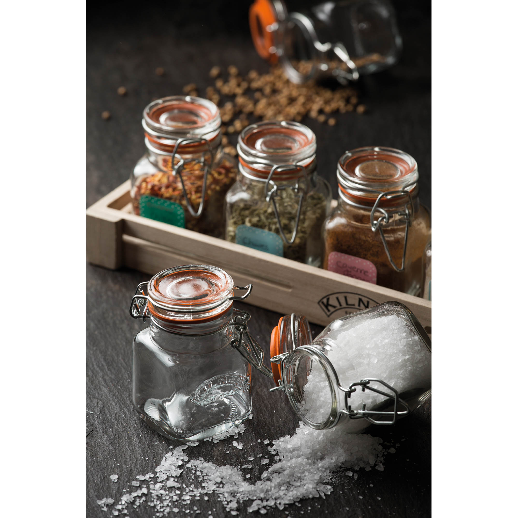 KILNER square screw-top jar, 70 ml, storage jar, spice jar