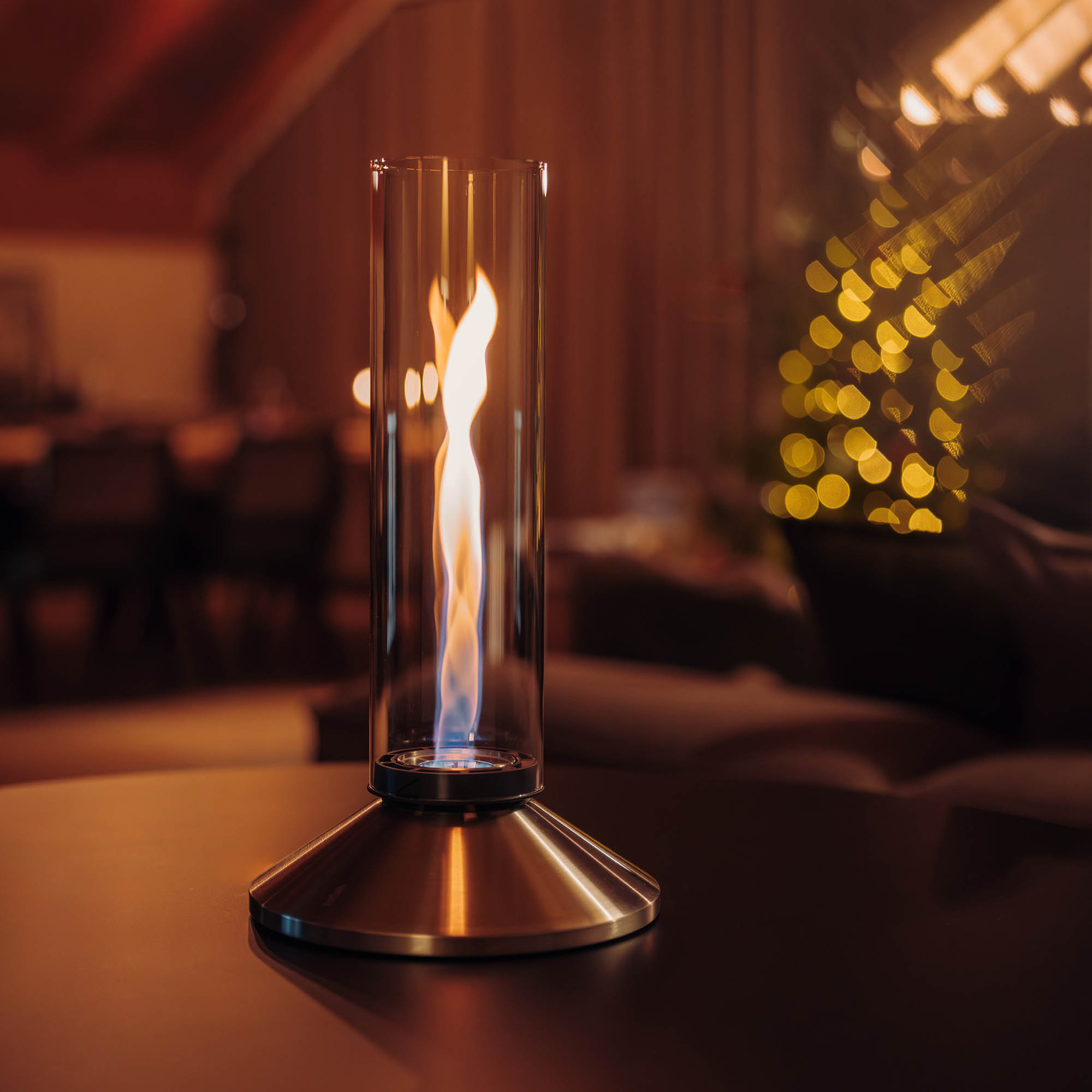 HÖFATS Tischfeuer SPIN X 900 mit 5 bis 7 Stunden Brenndauer silber