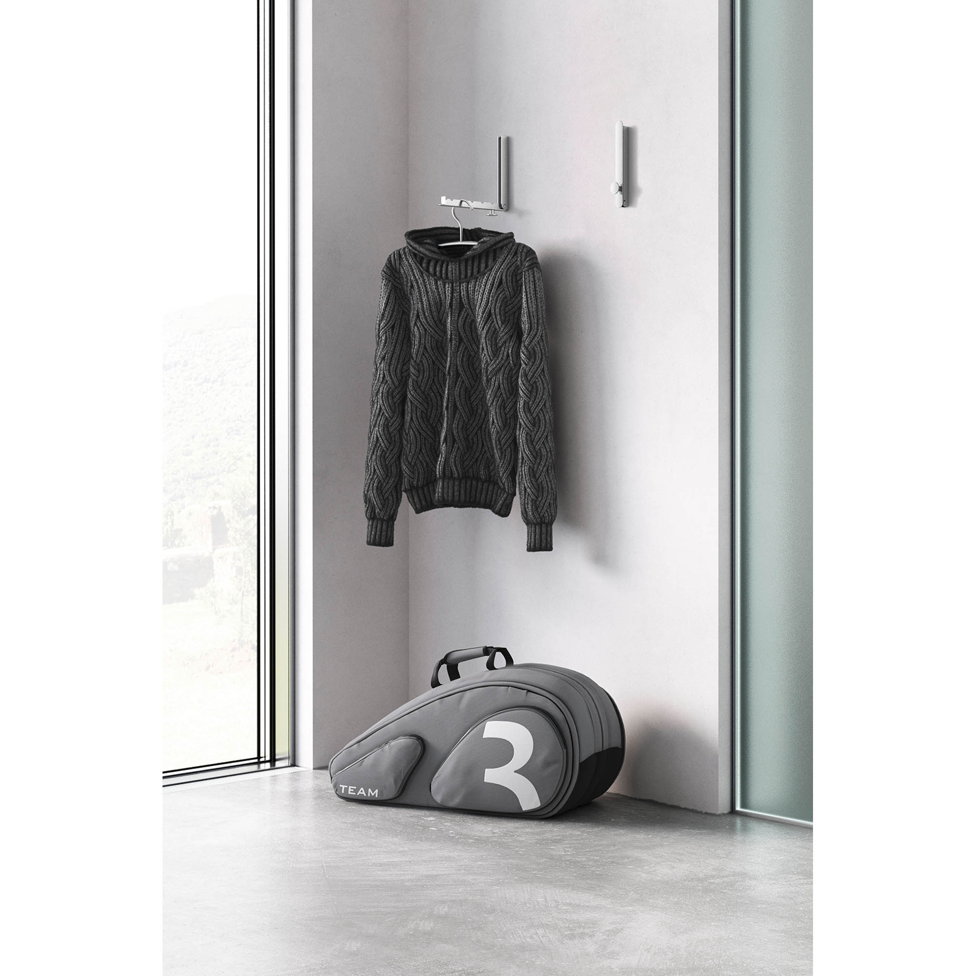 ZACK PLETOR folding coat rack in satin stainless steel