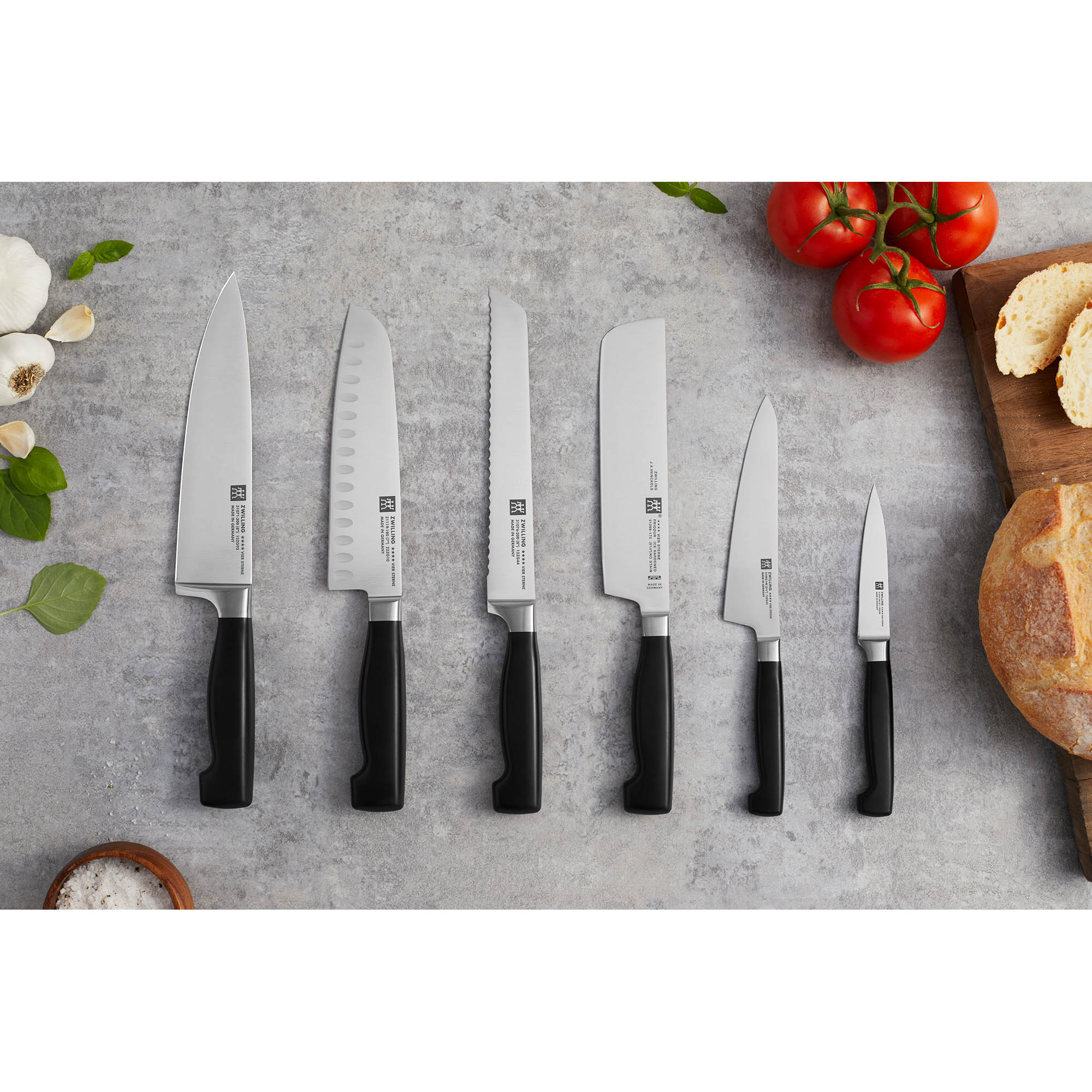 ZWILLING knife series VIER STERNE Santoku knife 18 cm with scalloped edge