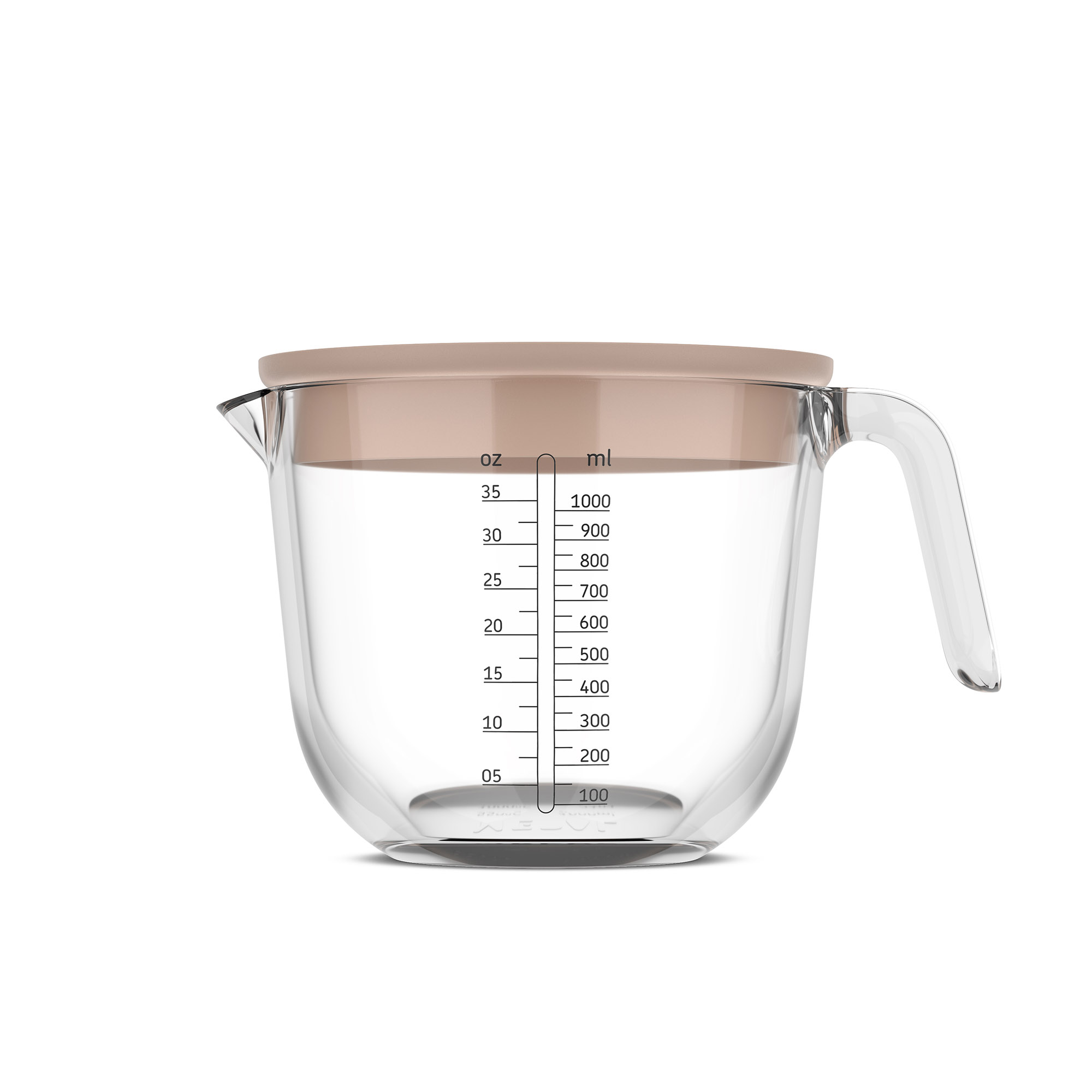 MEPAL Messbecher CHEF IT 1,0 Liter aus Glas mit Deckel chalk (beige)