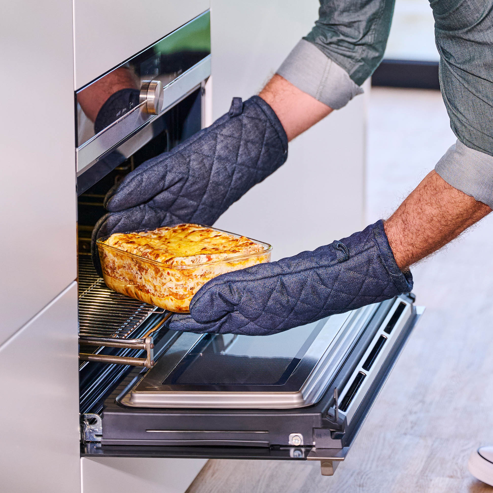 MEPAL Frischhaltedosen-Set EASY CLIP Glas eckig 2,25 + 2 x 1,0 Liter nordic sage