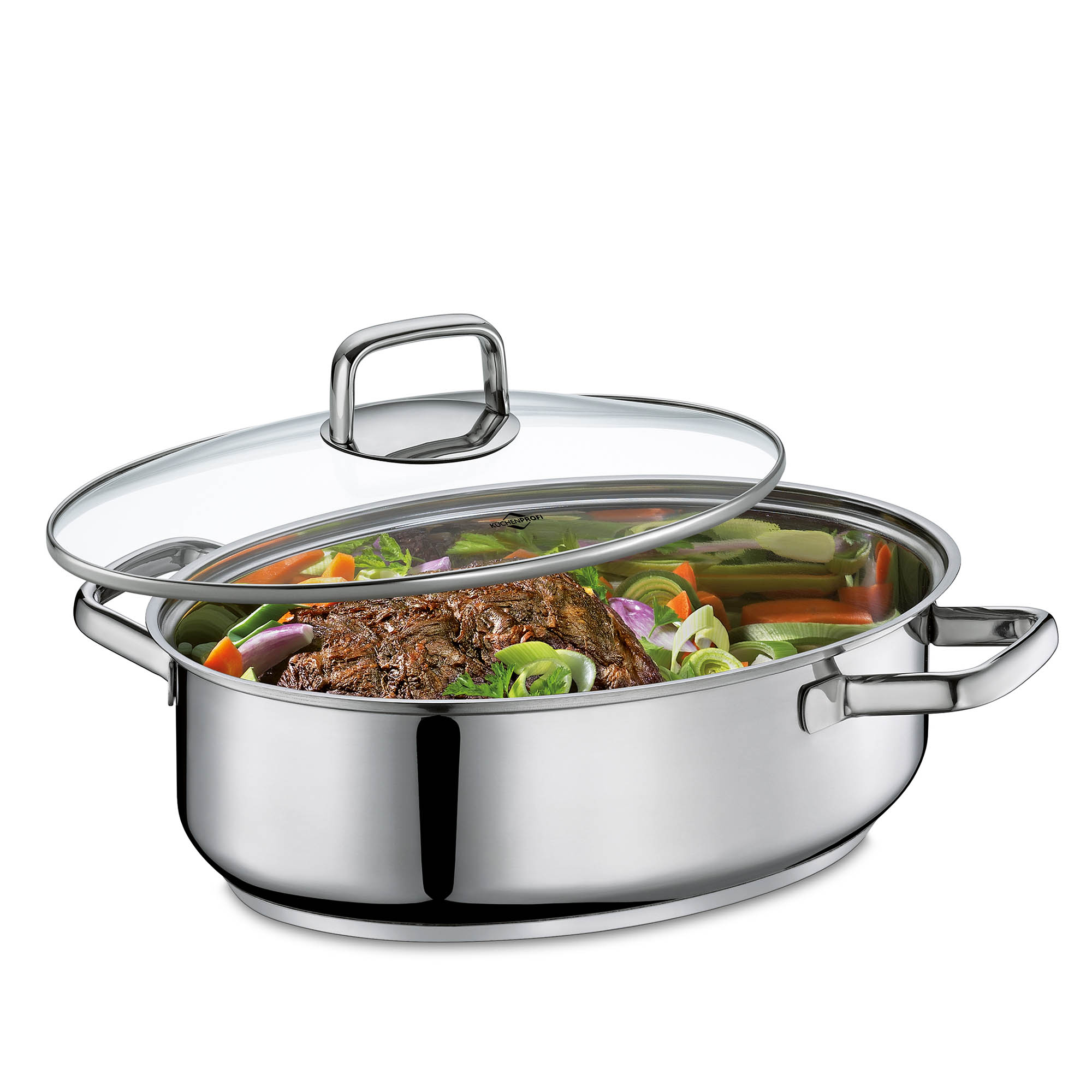 KÜCHENPROFI Gourmet roaster PISA stainless steel 34 cm 5.0 litre glass lid INDUCTION