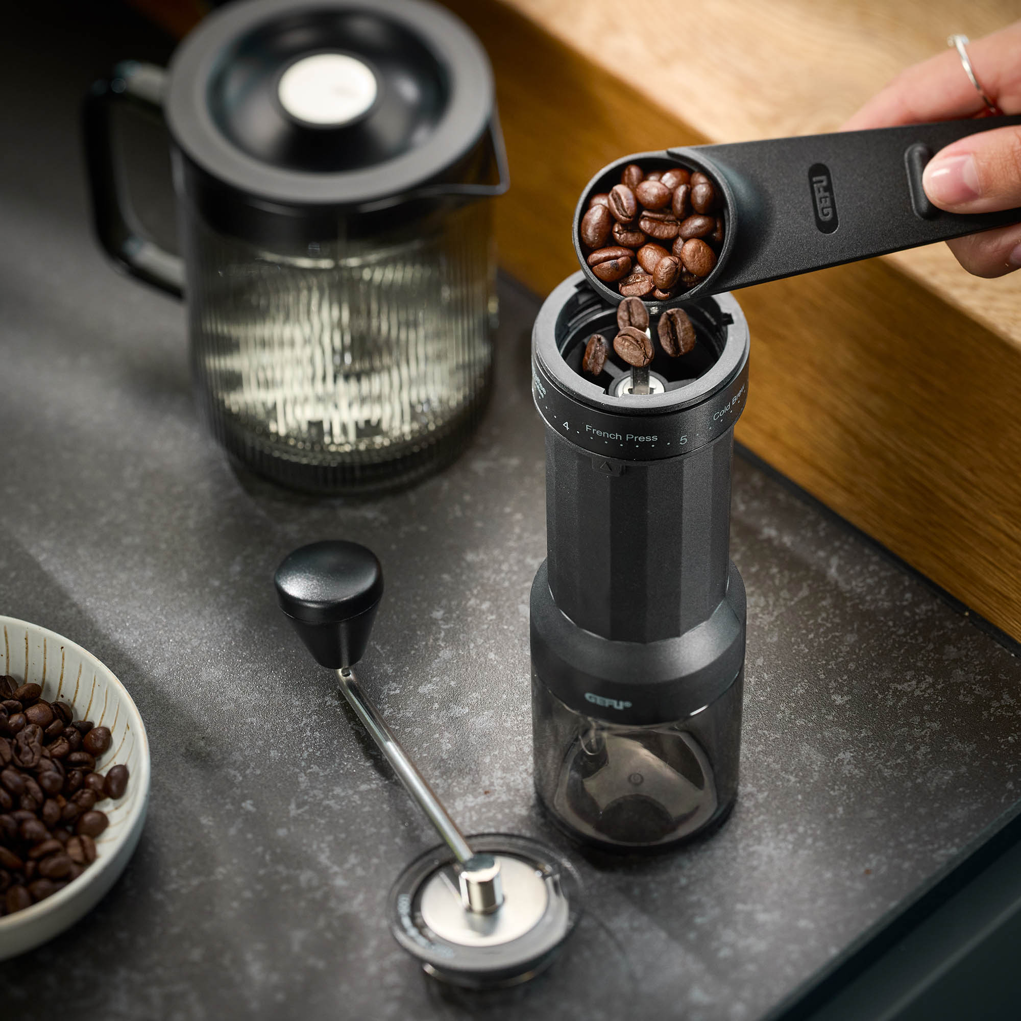 GEFU Kaffeemühle LOCO mit 6 Mahlstufen auch für Espresso
