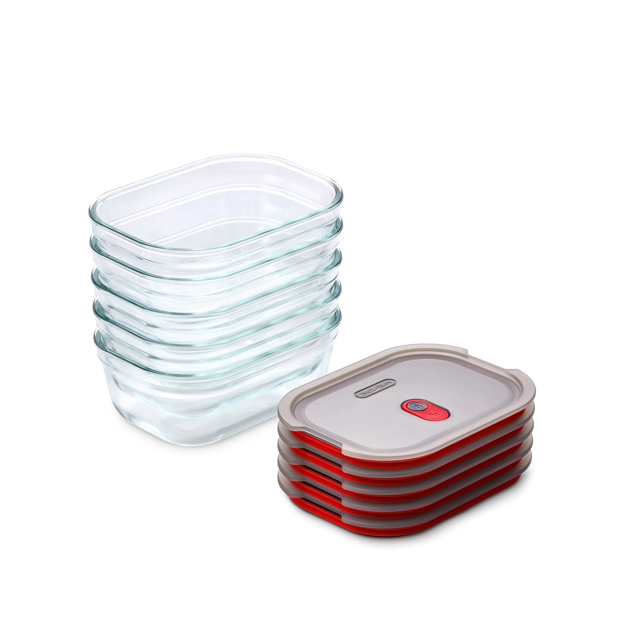 BLACK+BLUM 5er Set Multifunktions-Boxen aus Borosilikatglas je 0,6 Liter
