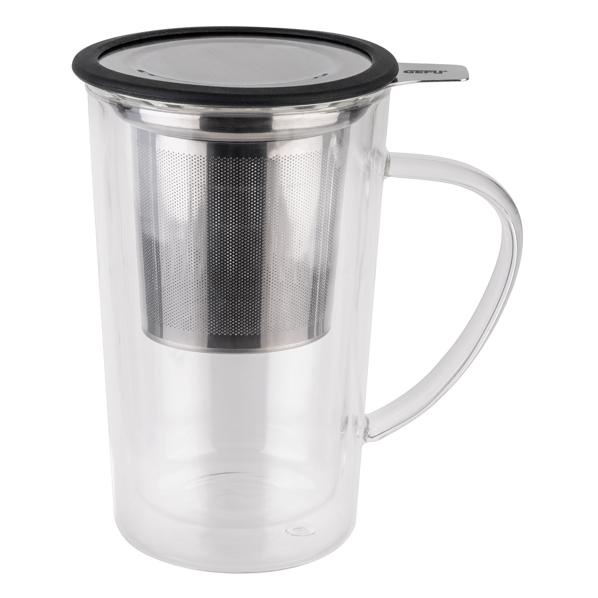 GEFU Doppelwandiges Teeglas mit Teesieb und Deckel MIRA 235 ml