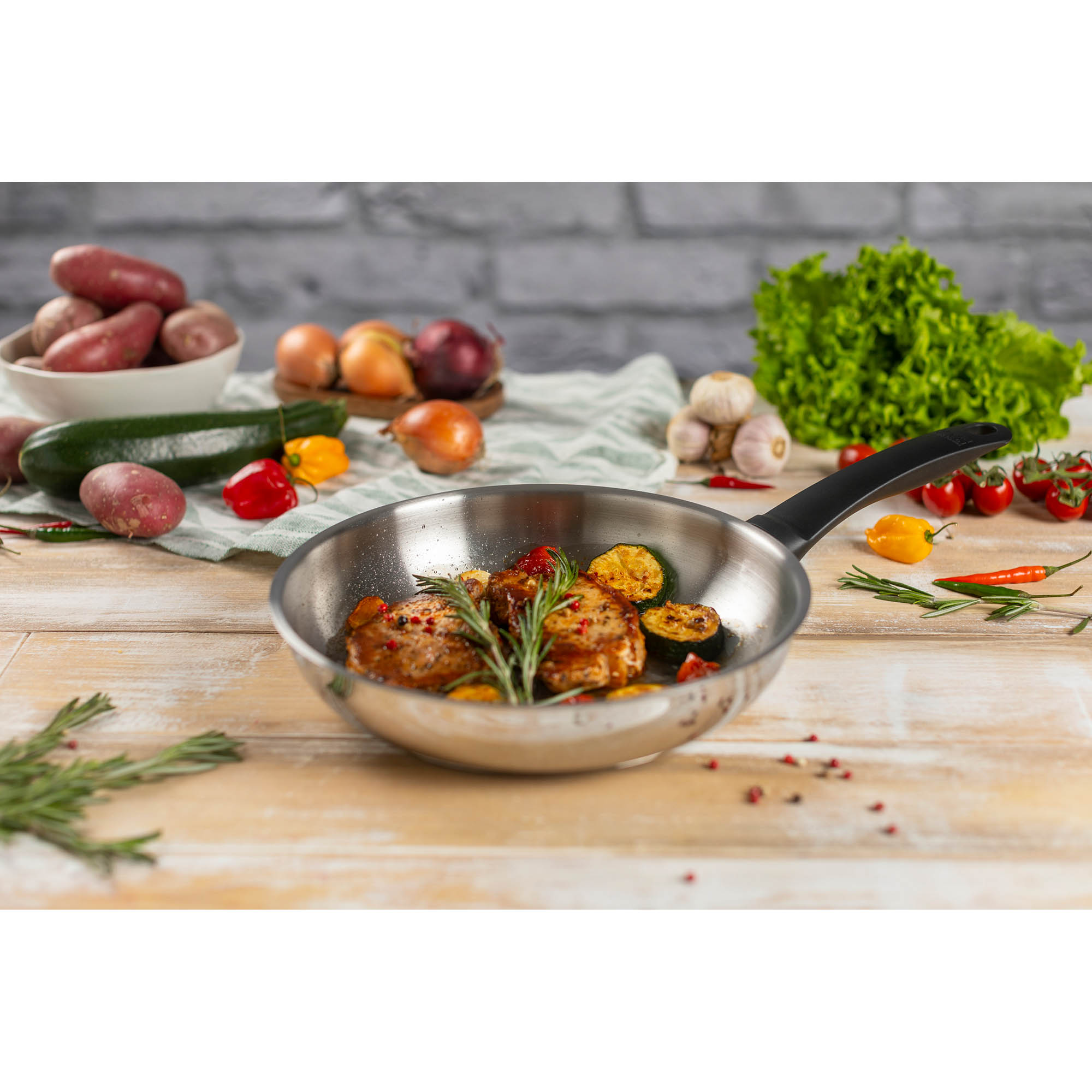 KUHN RIKON frying pan CLASSIC stainless steel uncoated 28 cm INDUCTION