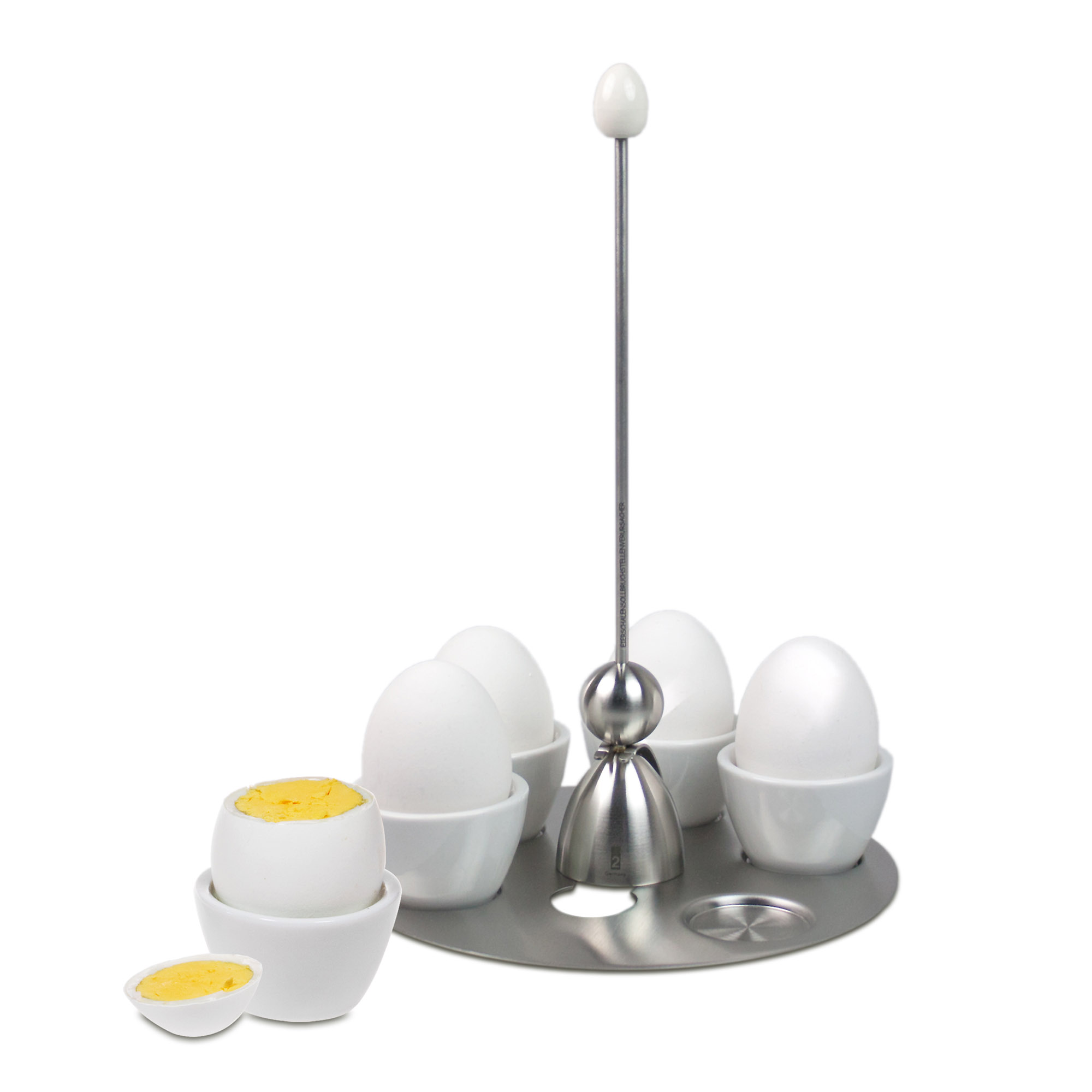 TAKE2 Eierbechertablett MIRO mit Eierköpfer und 5 Eierbechern aus Porzellan