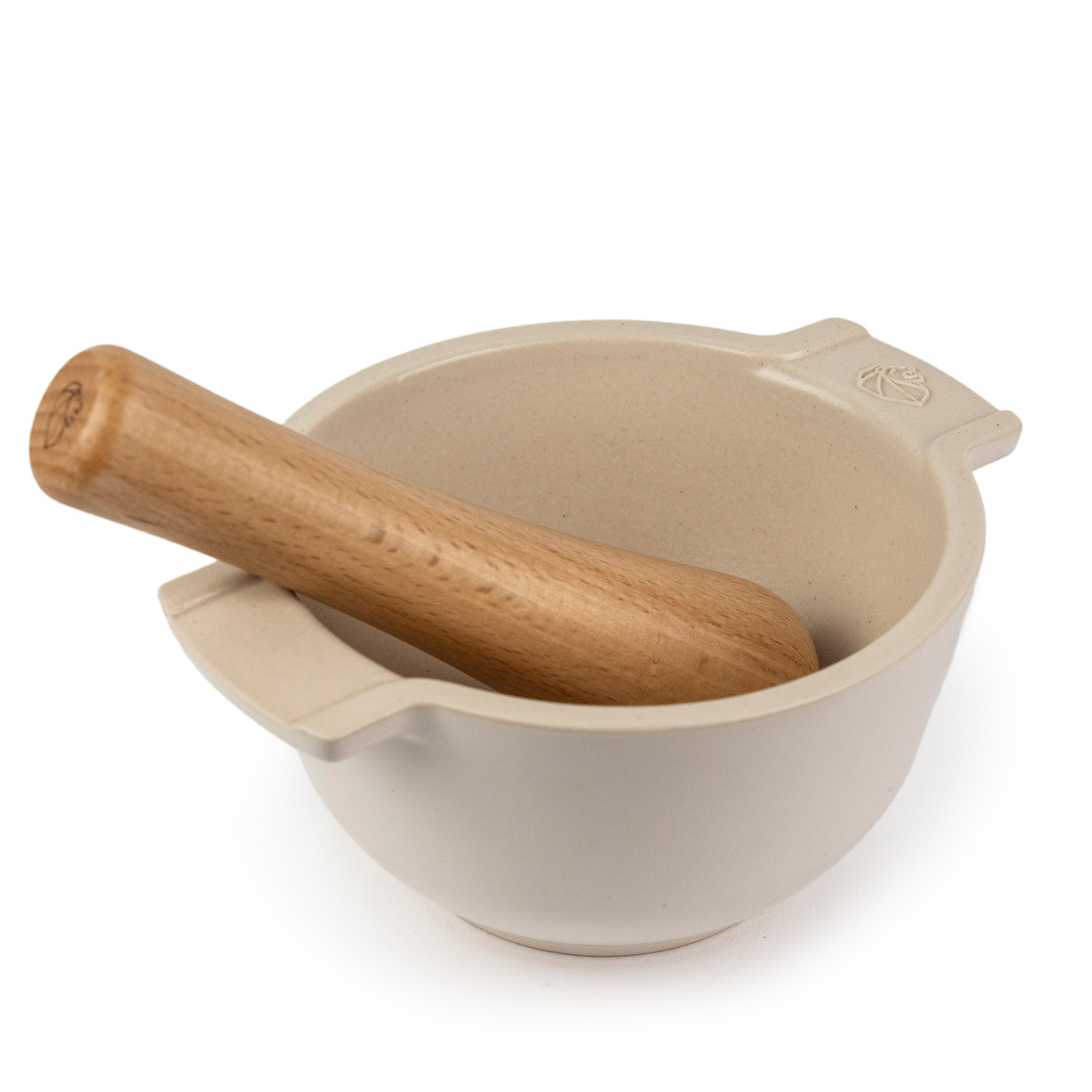 PEUGEOT Mörser APPOLIA 14 cm 550 ml aus Keramik mit Stößel aus Buchenholz ecru