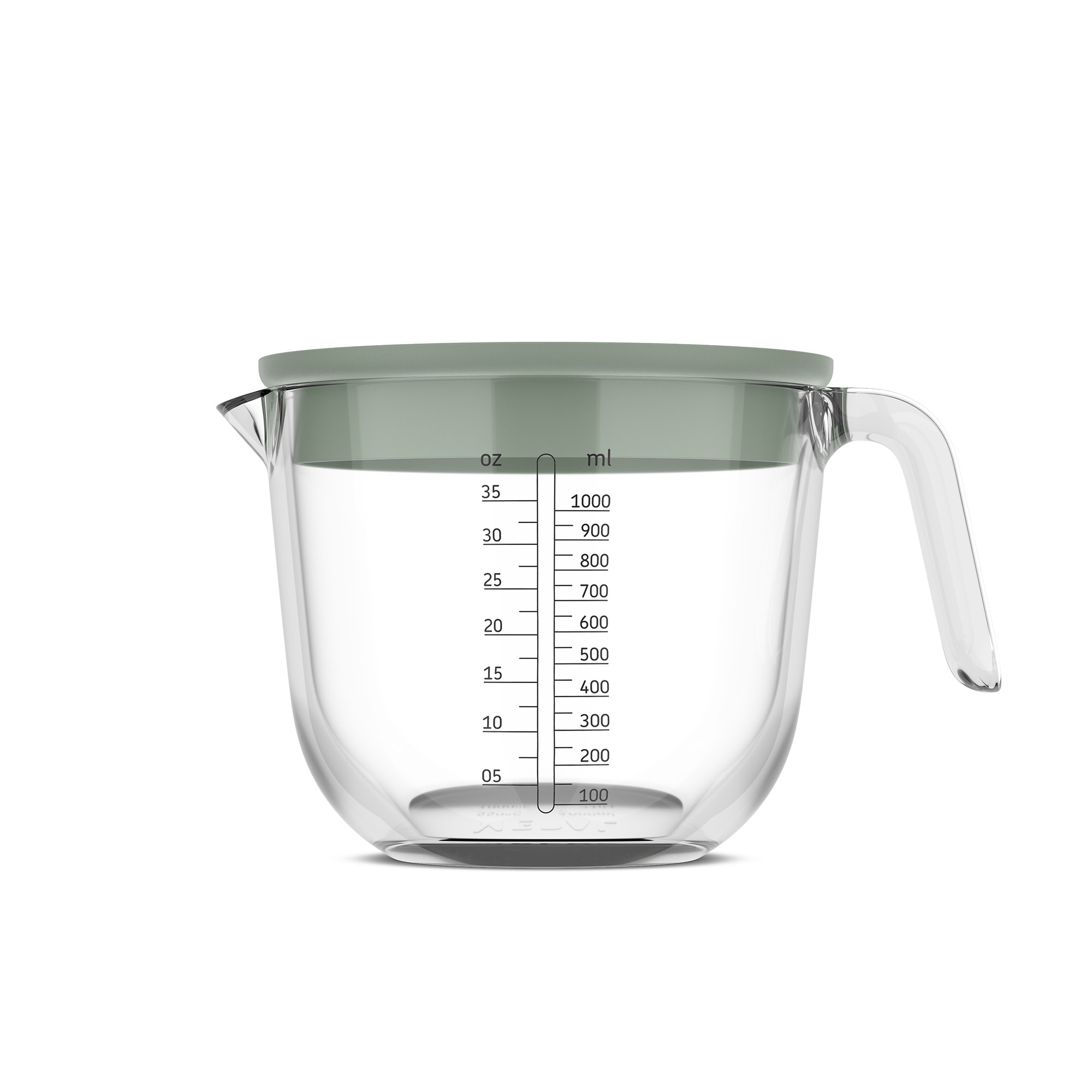 MEPAL Messbecher CHEF IT 1,0 Liter aus Glas mit Deckel nordic sage (salbeigrün)