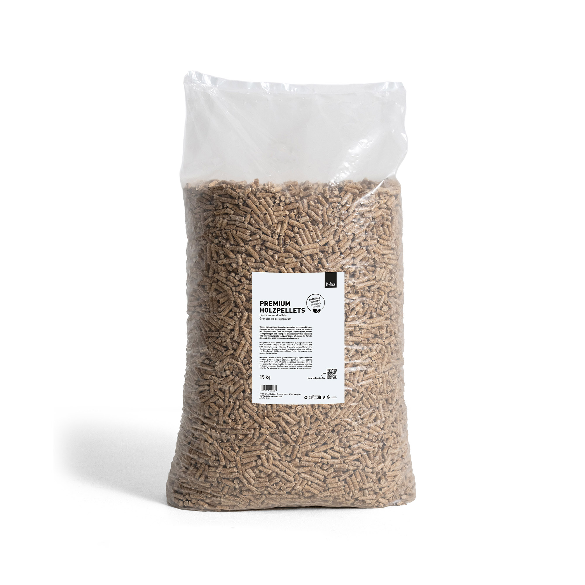 HÖFATS Holzpellets 15 kg für Feuerkorb / Grillset MOON 45 und MOON 55