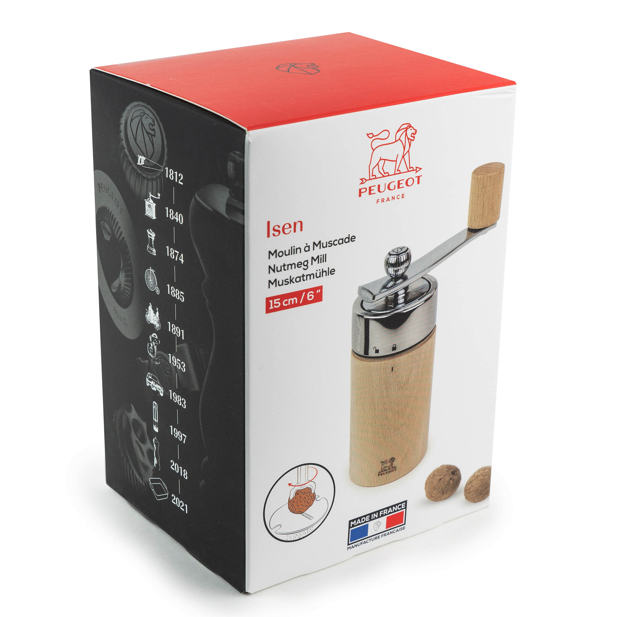 PEUGEOT Muskatmühle ISEN mit Kurbel 15 cm buche natur