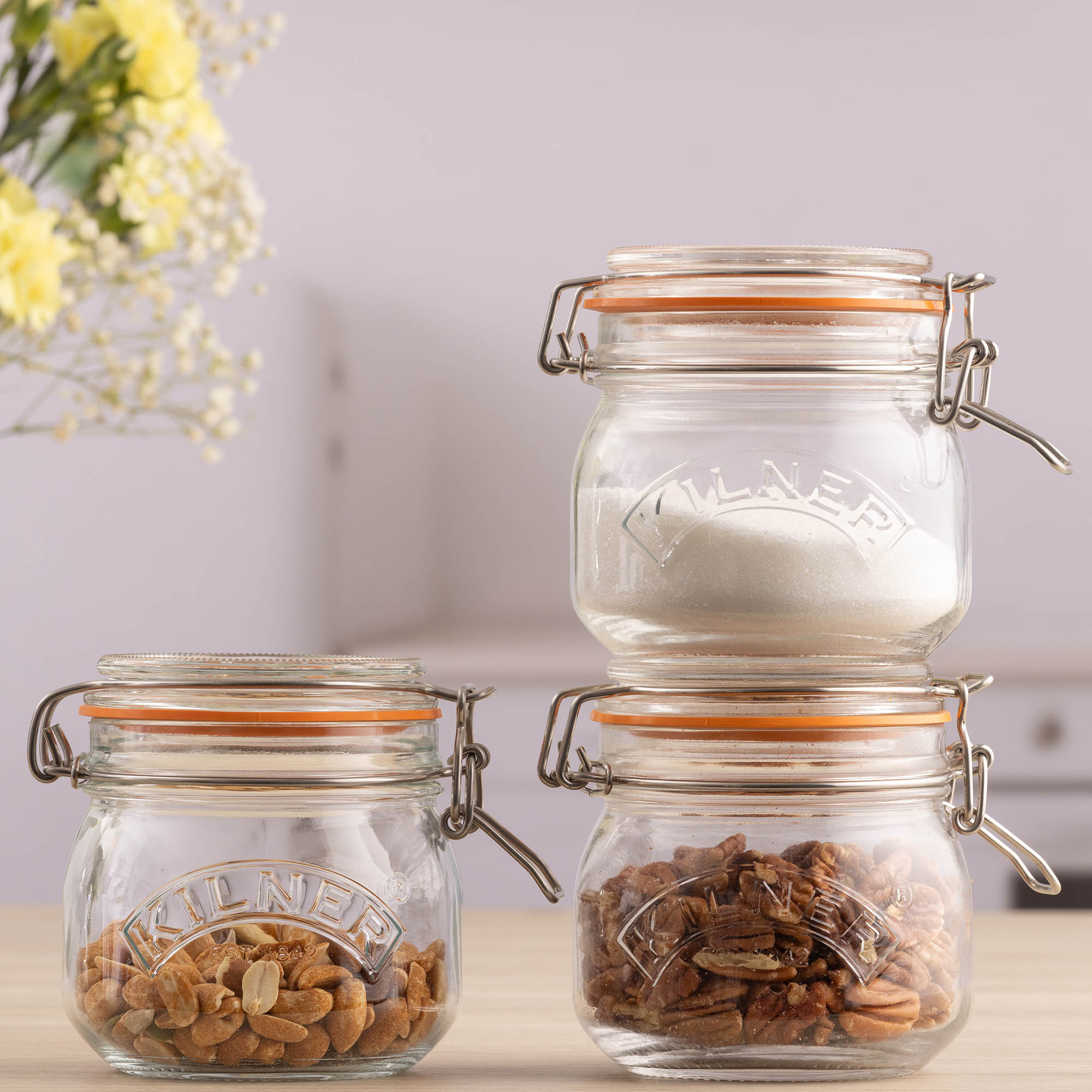 KILNER swing top jar round 0.5 litre storage jar preserving jar