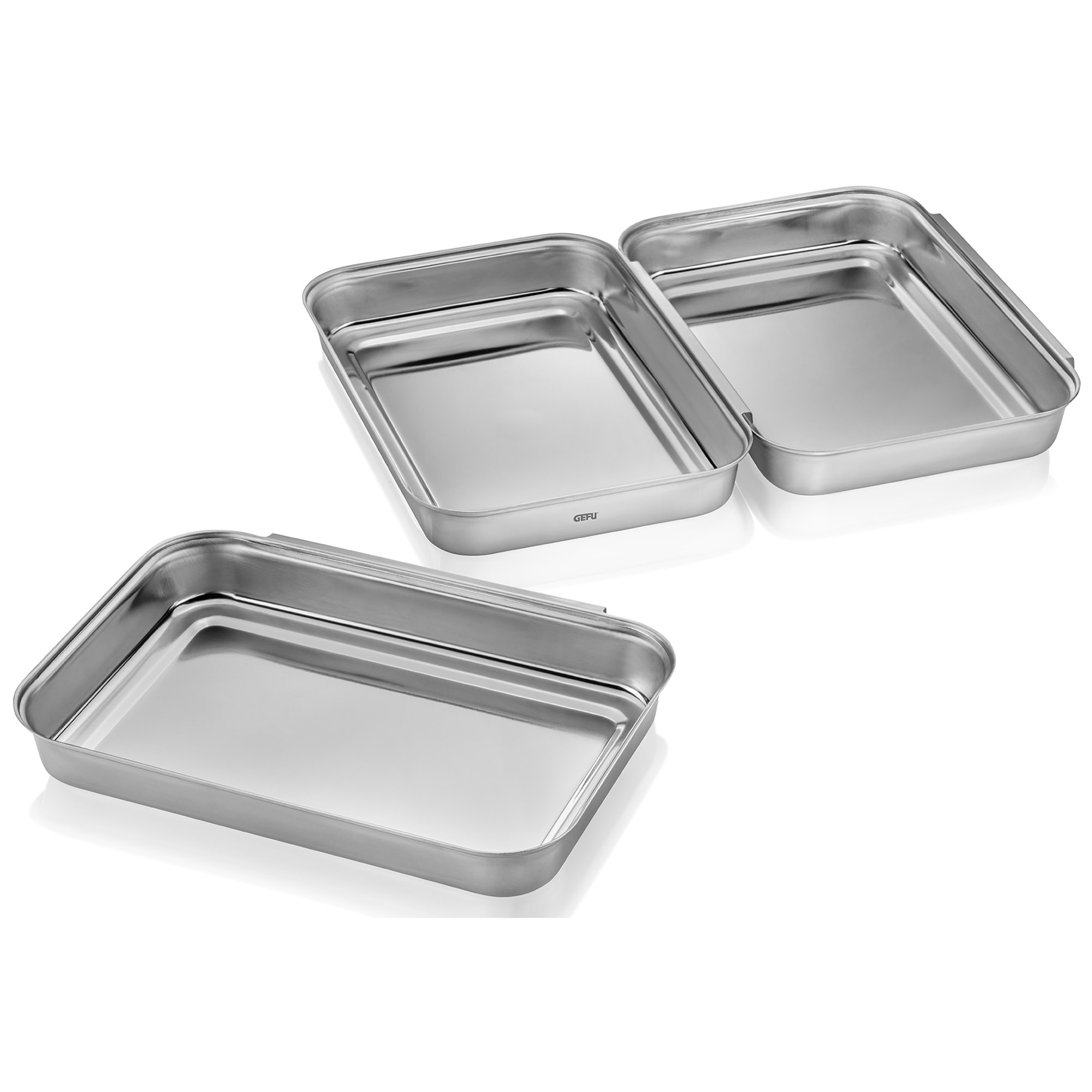 GEFU 3-teiliges Panierschalen-Set PANDO aus Edelstahl für Schnitzel usw.