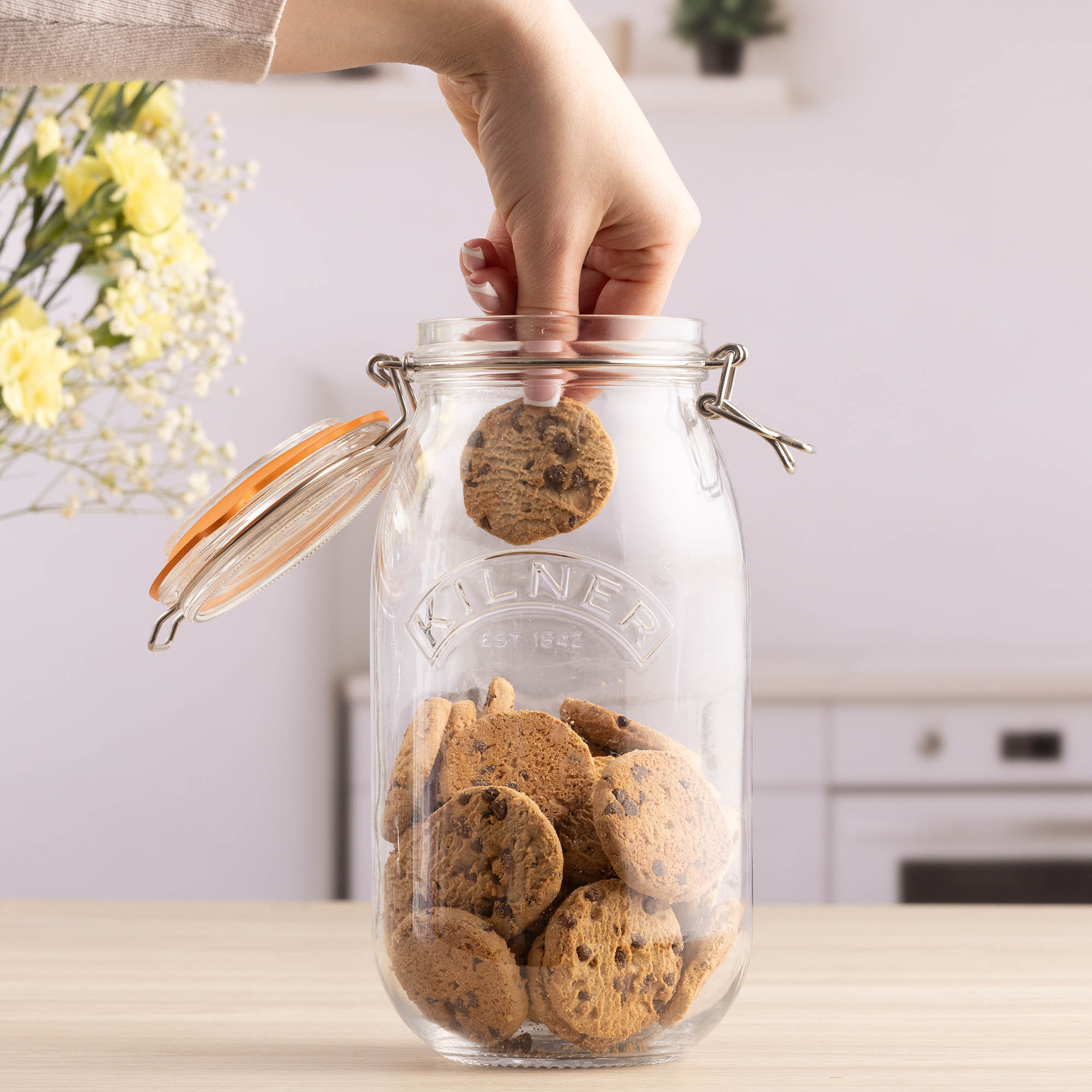KILNER round swing-top jar, 2.0 litre, storage jar, preserving jar