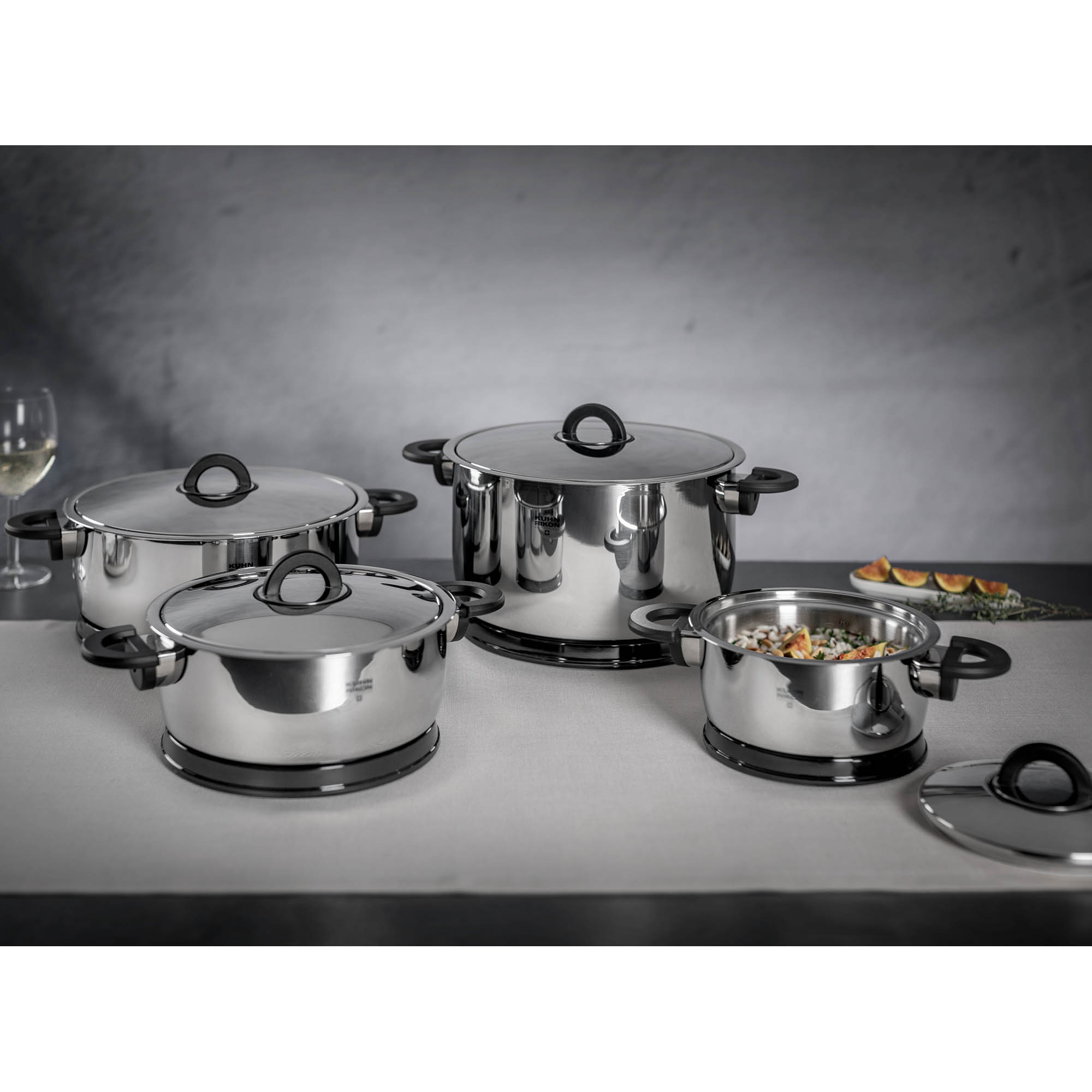 KUHN RIKON Thermal cooking pot set DUROTHERM PRO BLACK 1 litre + 2 litres + 3 litres