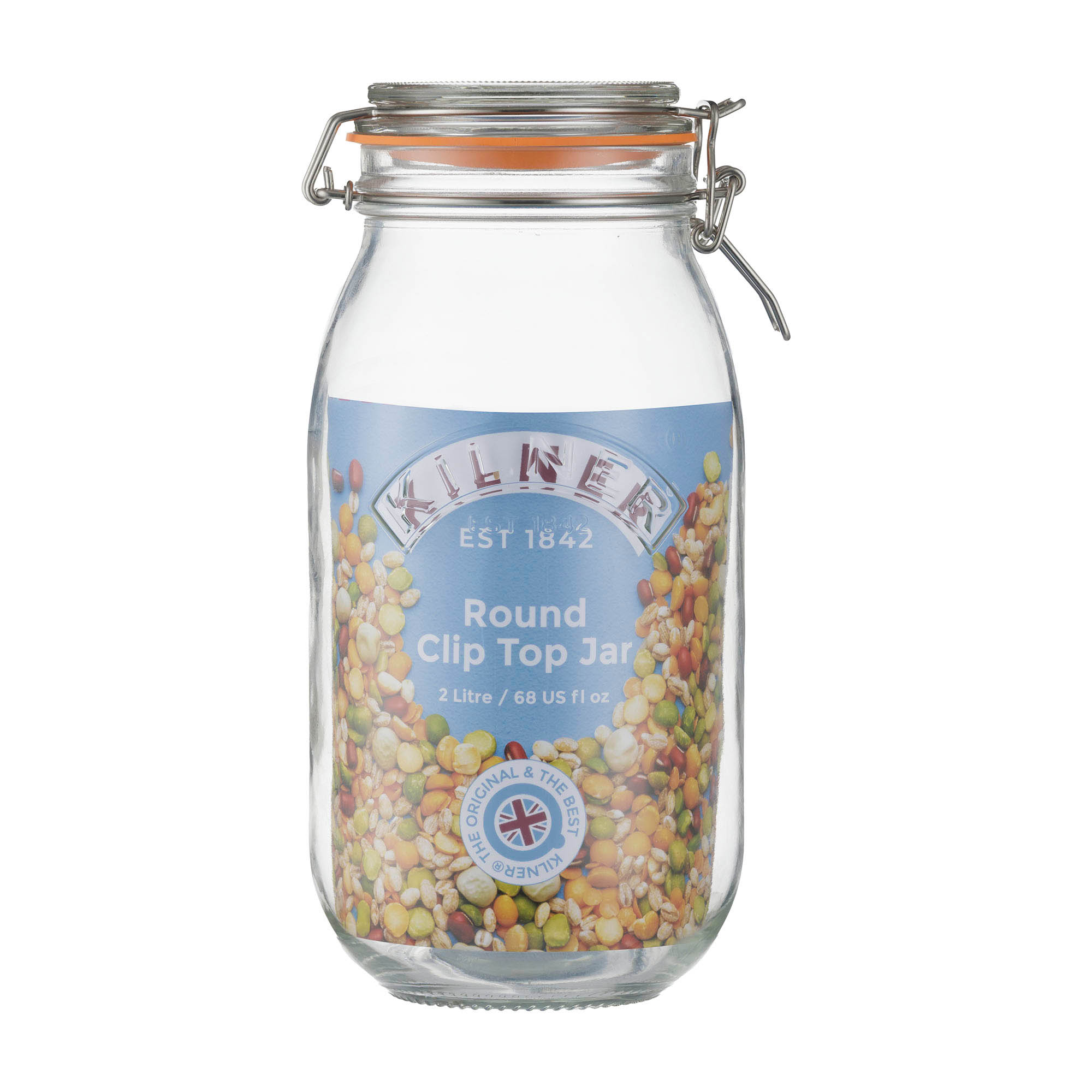 KILNER round swing-top jar, 2.0 litre, storage jar, preserving jar
