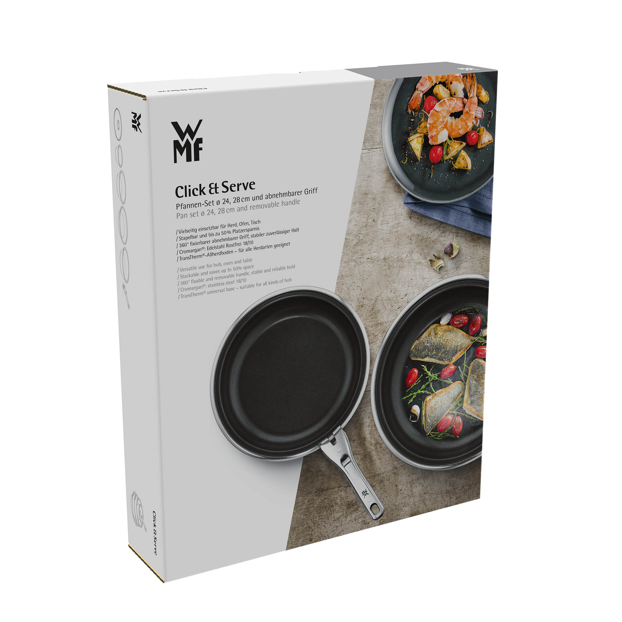 WMF CLICK & SERVE pan set 24 + 28 cm non-stick coated INDUCTION