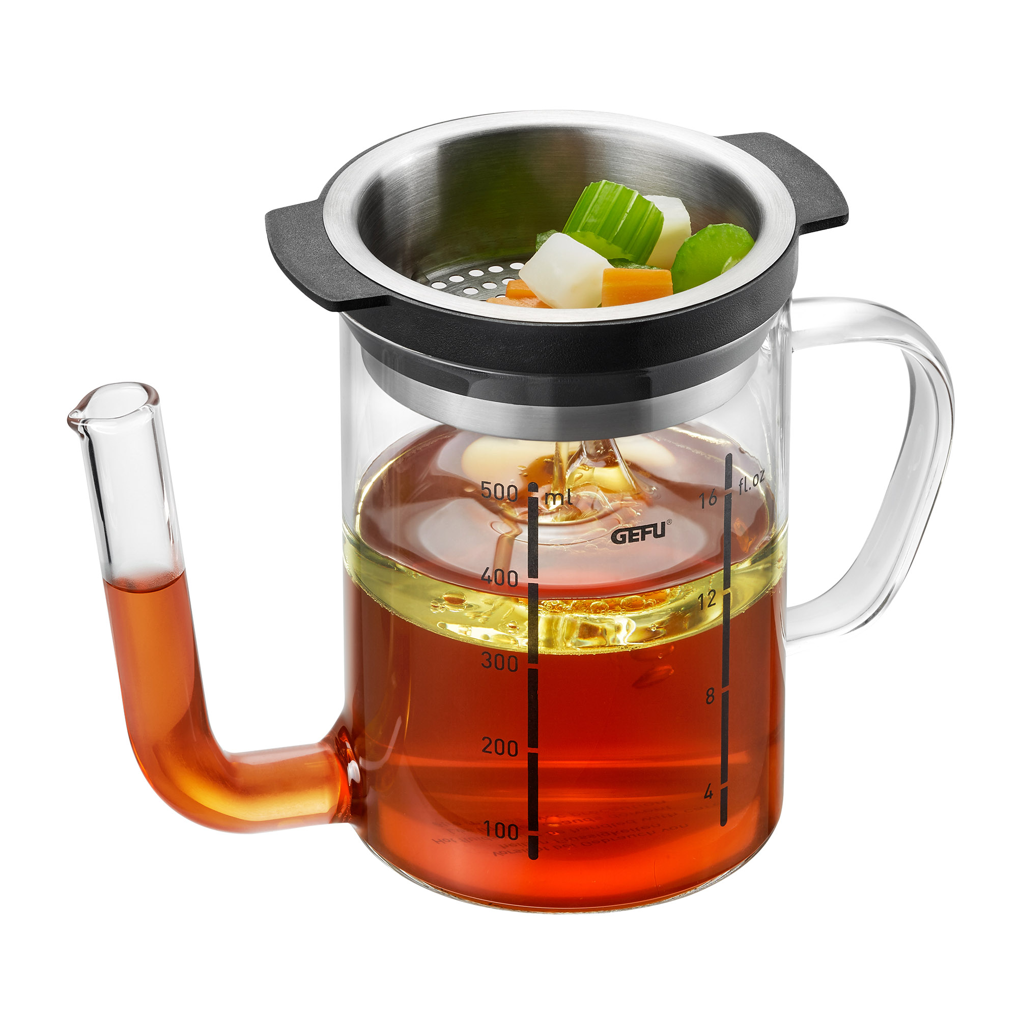 GEFU Fetttrennkanne SEPARATO, Borosilikatglas, effektive Fettabscheidung, 0,5 Liter