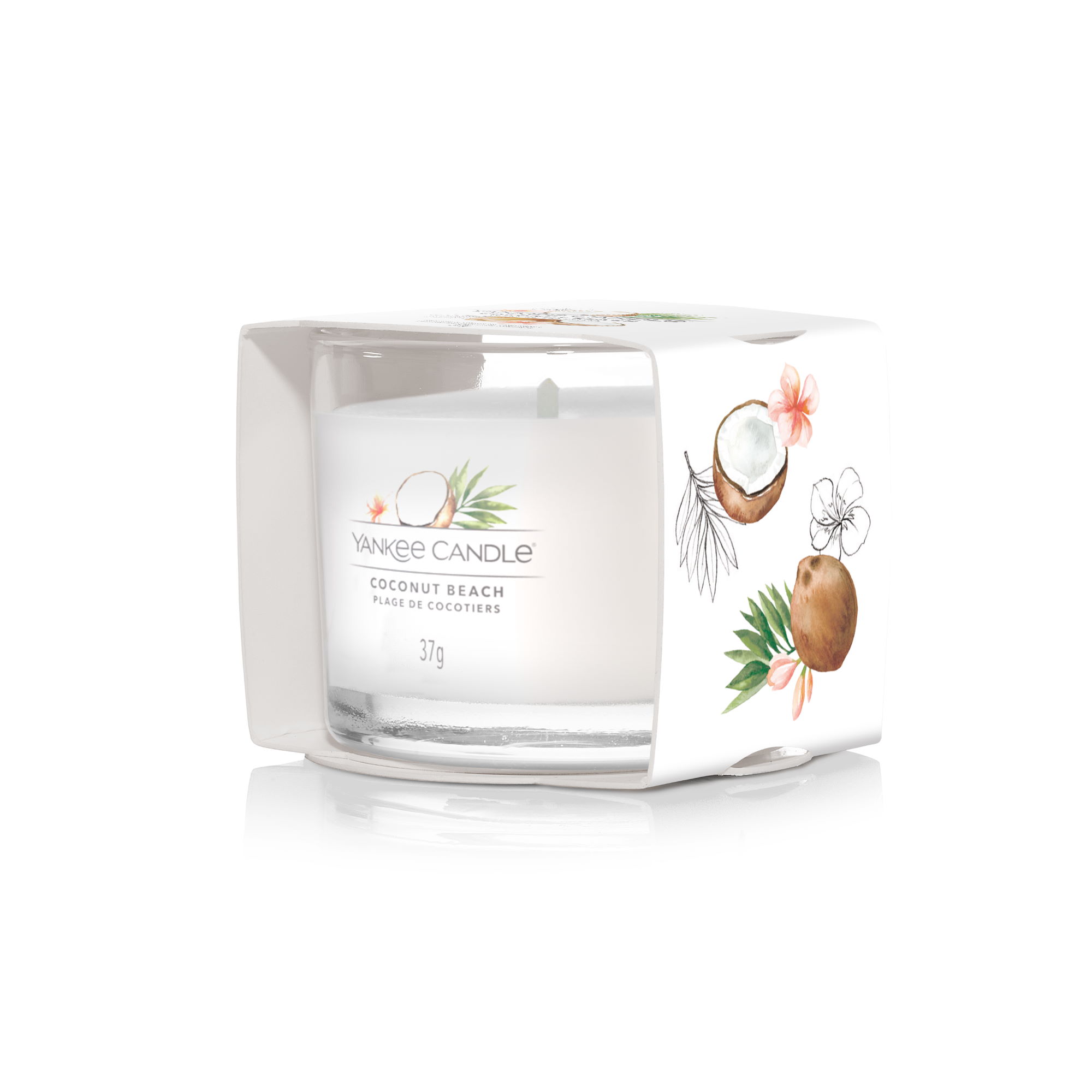 YANKEE CANDLE Glasvotivkerze COCONUT BEACH 37 g Duftkerze
