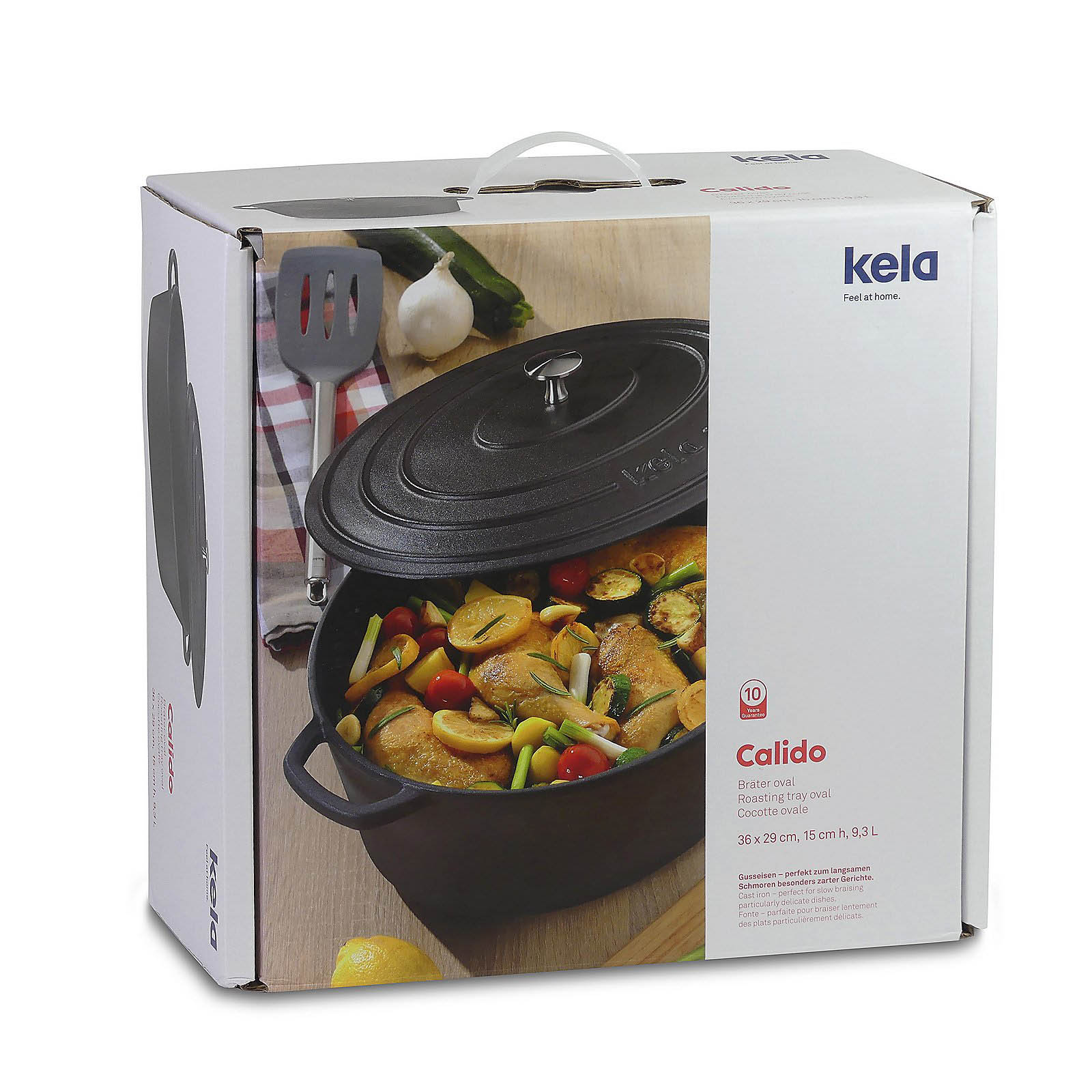 KELA casserole CALIDO cast iron enamelled 36 cm oval 9.3 litres black INDUCTION