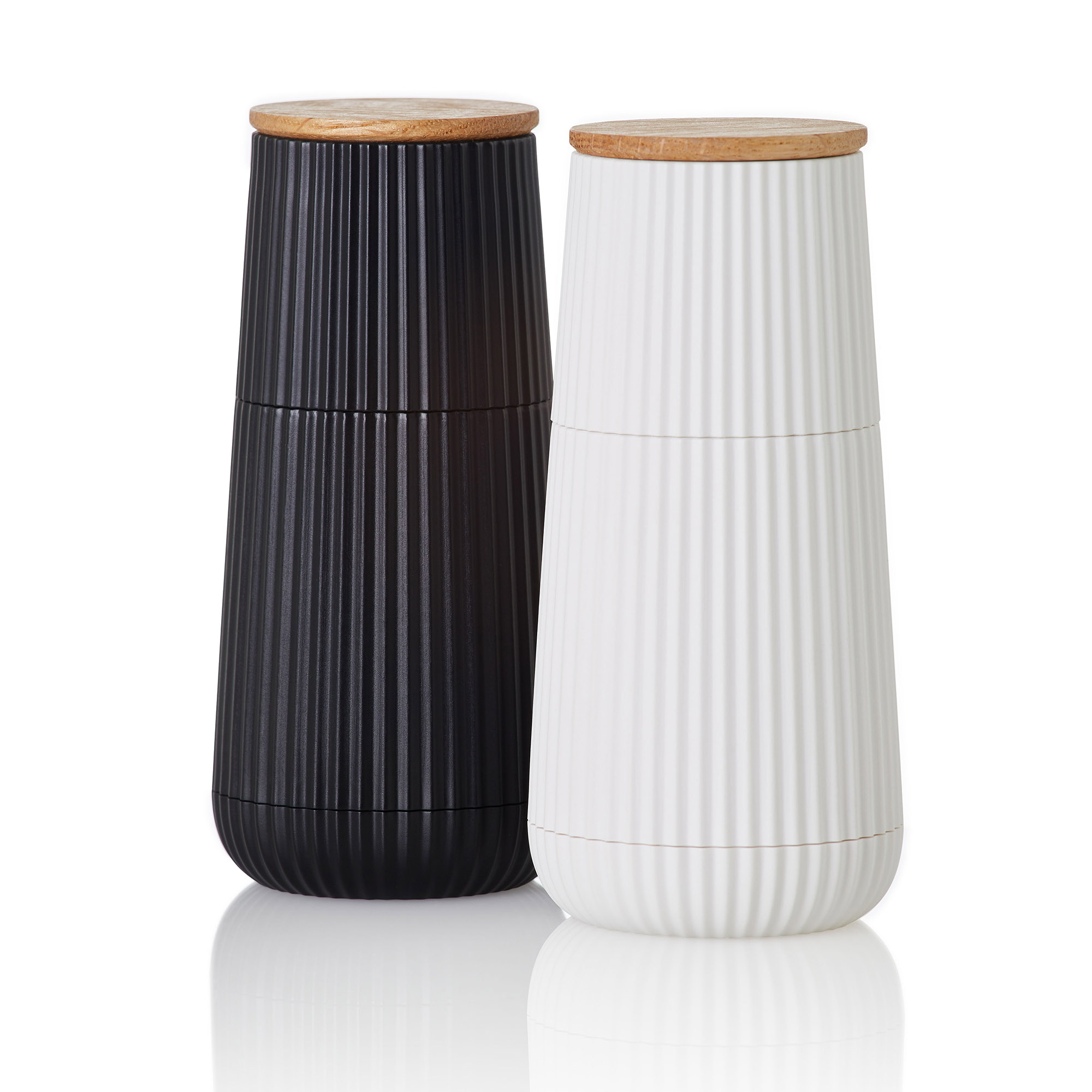 AdHoc Mühlen-Set SCAPE Pfeffermühle Salzmühle schwarz / weiß 12,3 cm