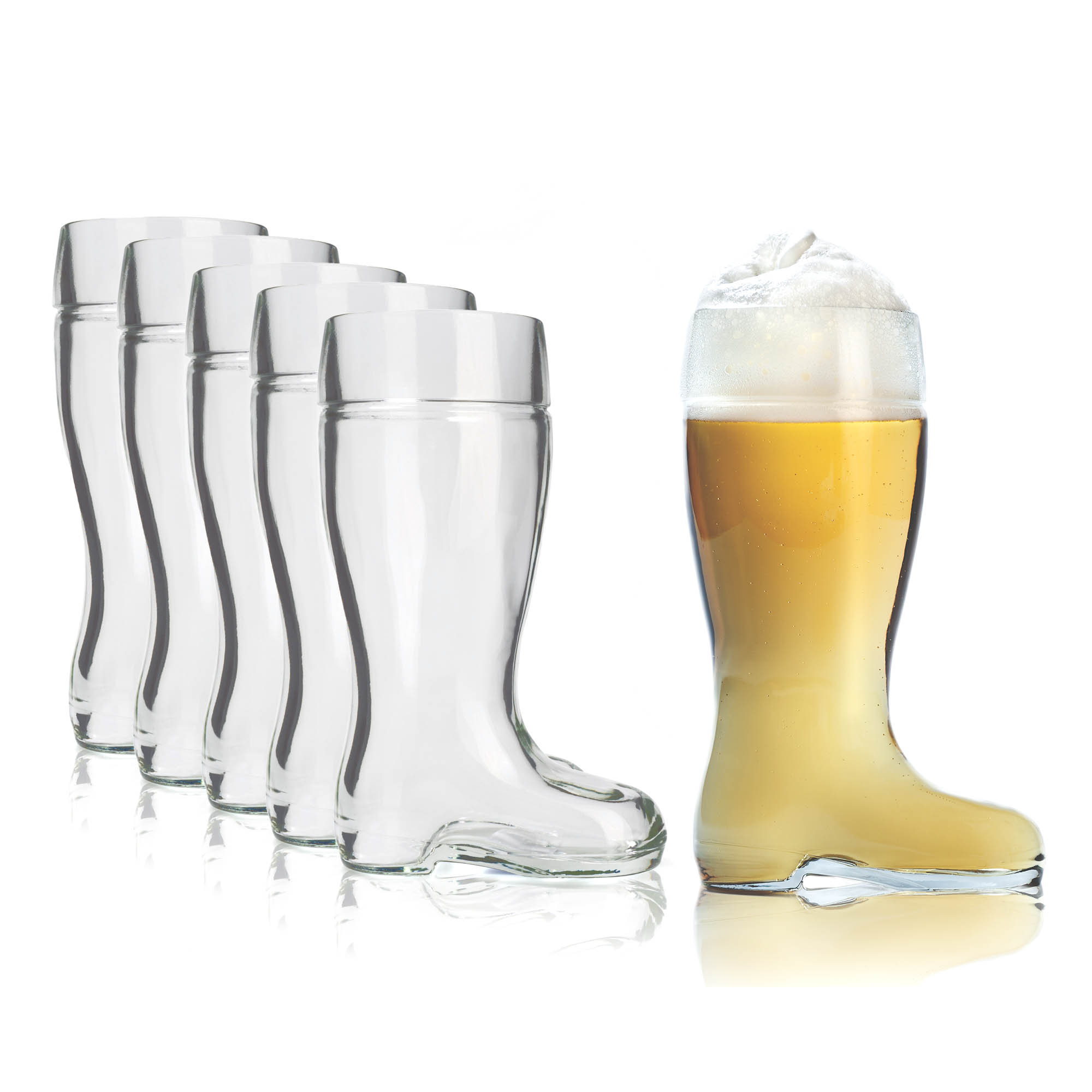 STÖLZLE LAUSITZ Bierglas Bierkrug BIERSTIEFEL 6 Stück geeicht 1,0 l Füllstrich