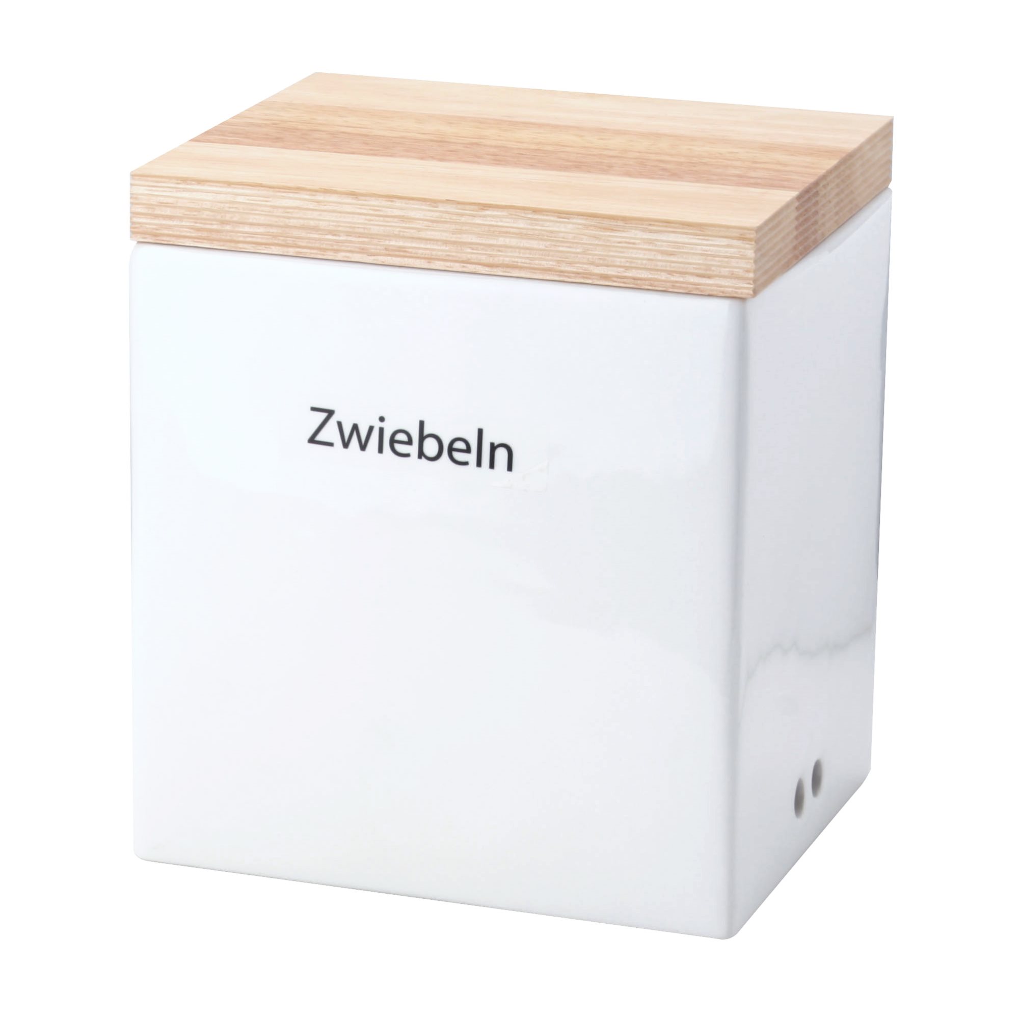 CONTINENTA Vorratsdose mit Holzdeckel 18 x 15,5 x 20,5 cm rechteckig, weiß