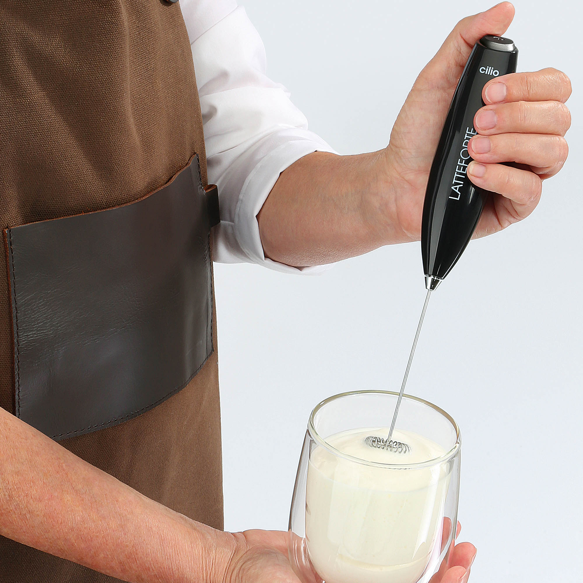 CILIO Milchaufschäumer LATTEFORTE mit Edelstahl-Ständer, schwarz