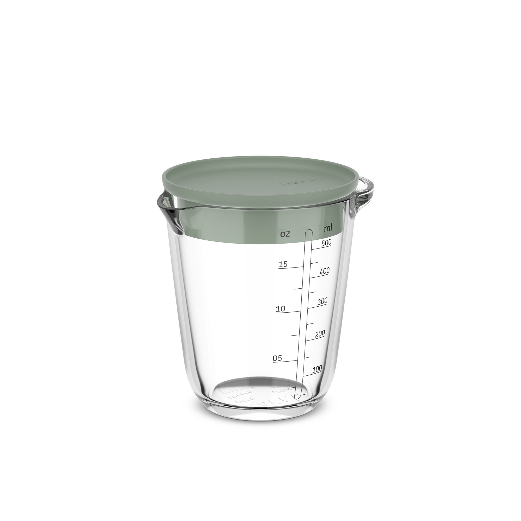 MEPAL Messbecher CHEF IT 0,5 Liter aus Glas mit Deckel nordic sage (salbeigrün)