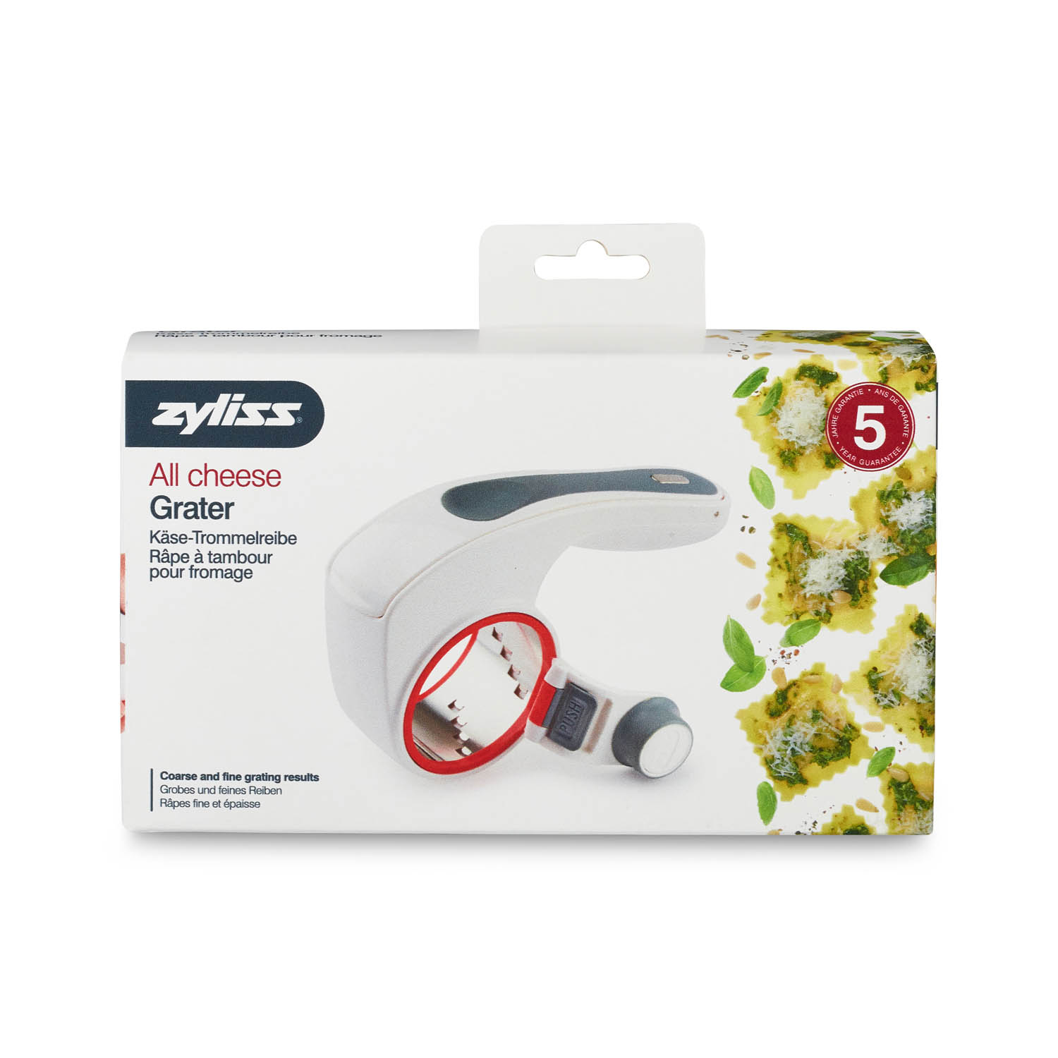ZYLISS cheese drum grater with 2 drums for fine and coarse grating