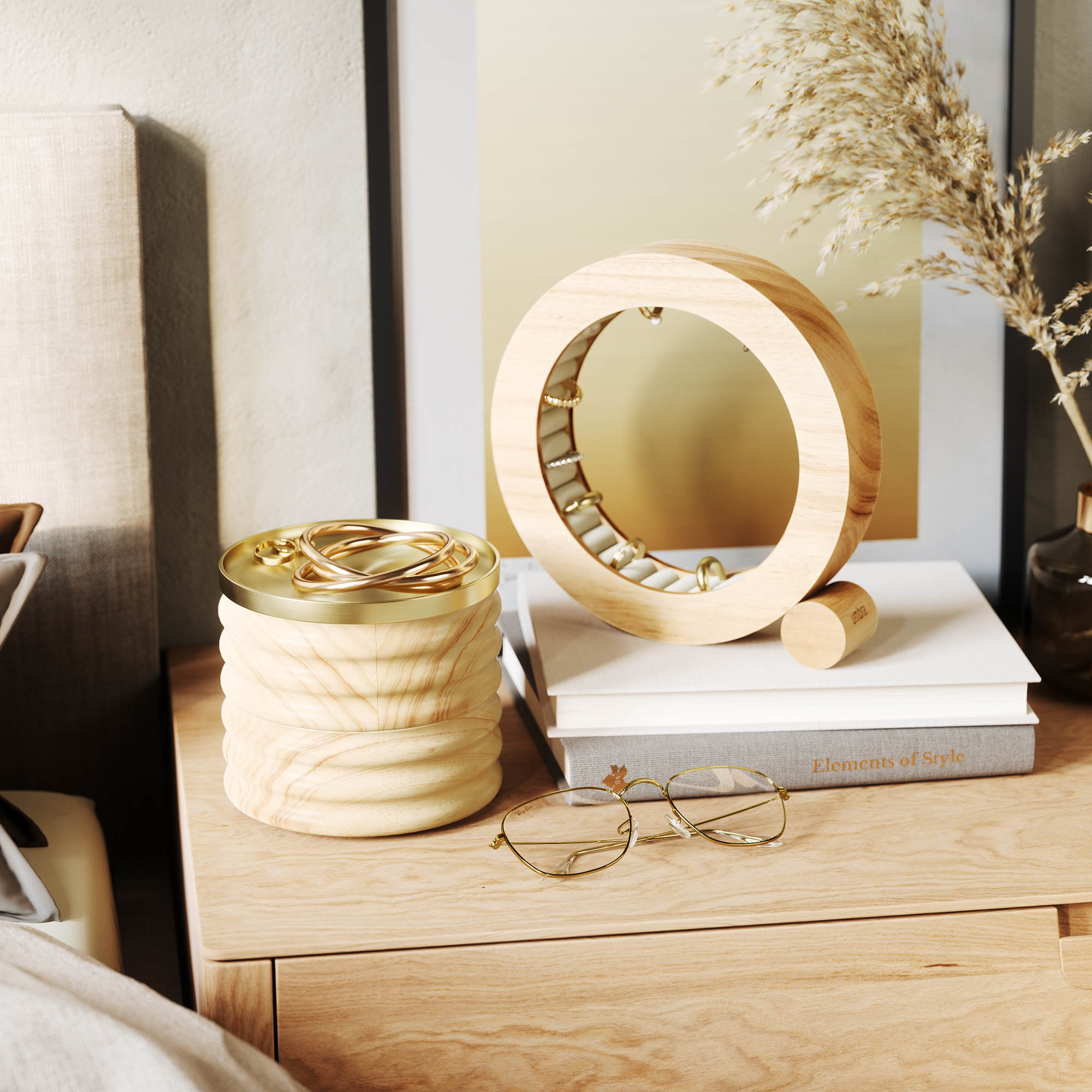 UMBRA FERRIS Jewellery Organiser and Ring Holder, Natural Ash Wood