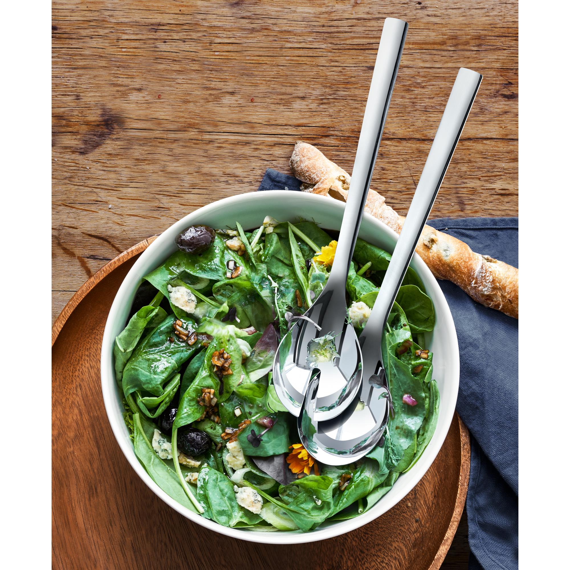 WMF Salat-Set NUOVA 3 teilig mit Salatschüssel 3,5 Liter und Salatbesteck 30 cm