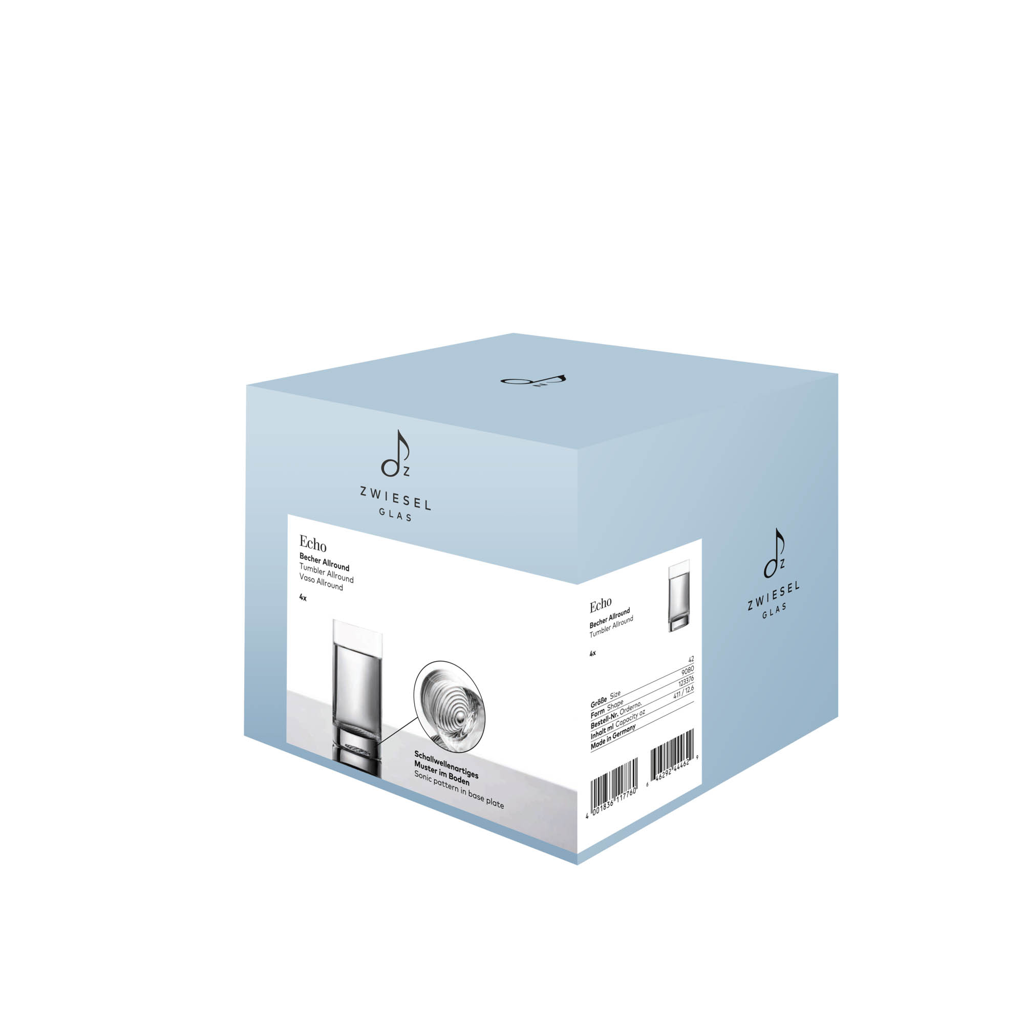 ZWIESEL GLAS Serie ECHO Allround-Becher 4 Stück Inhalt 411 ml