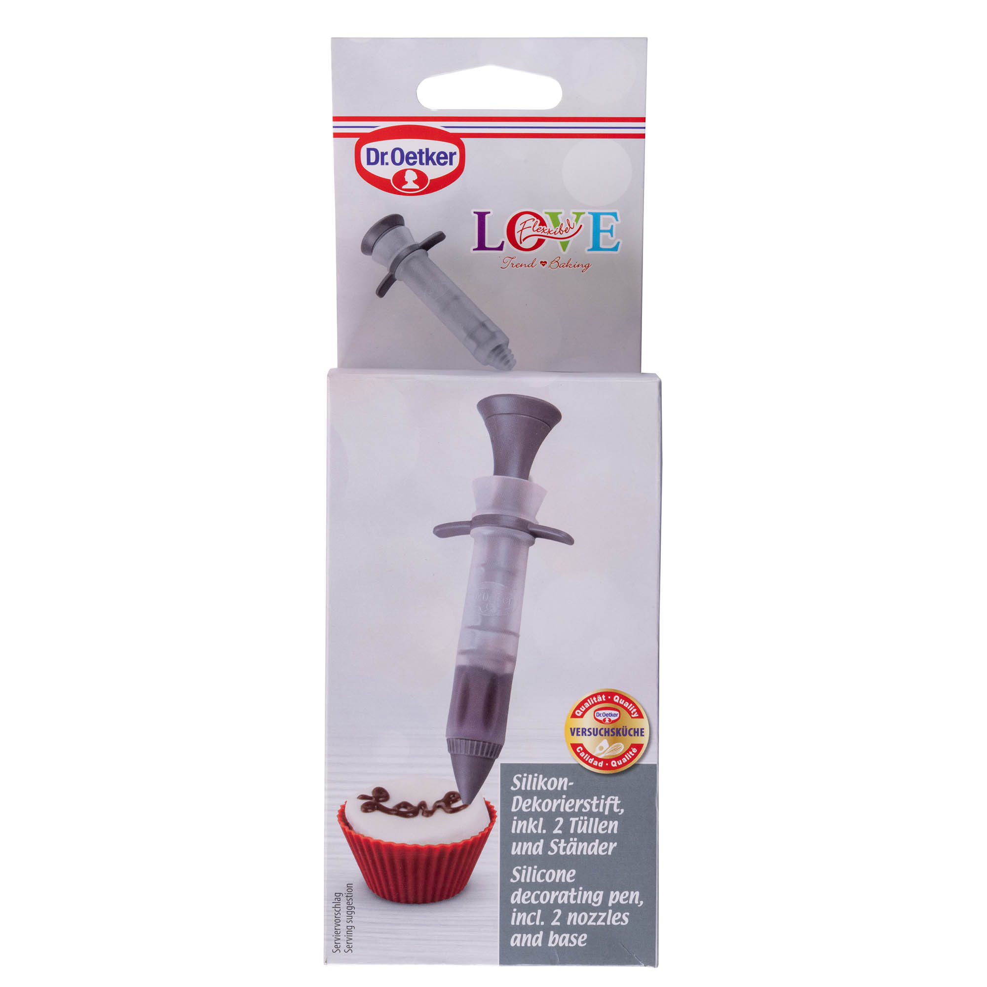 DR.OETKER Dekorierstift aus Silikon mit 2 Tüllen und Ständer