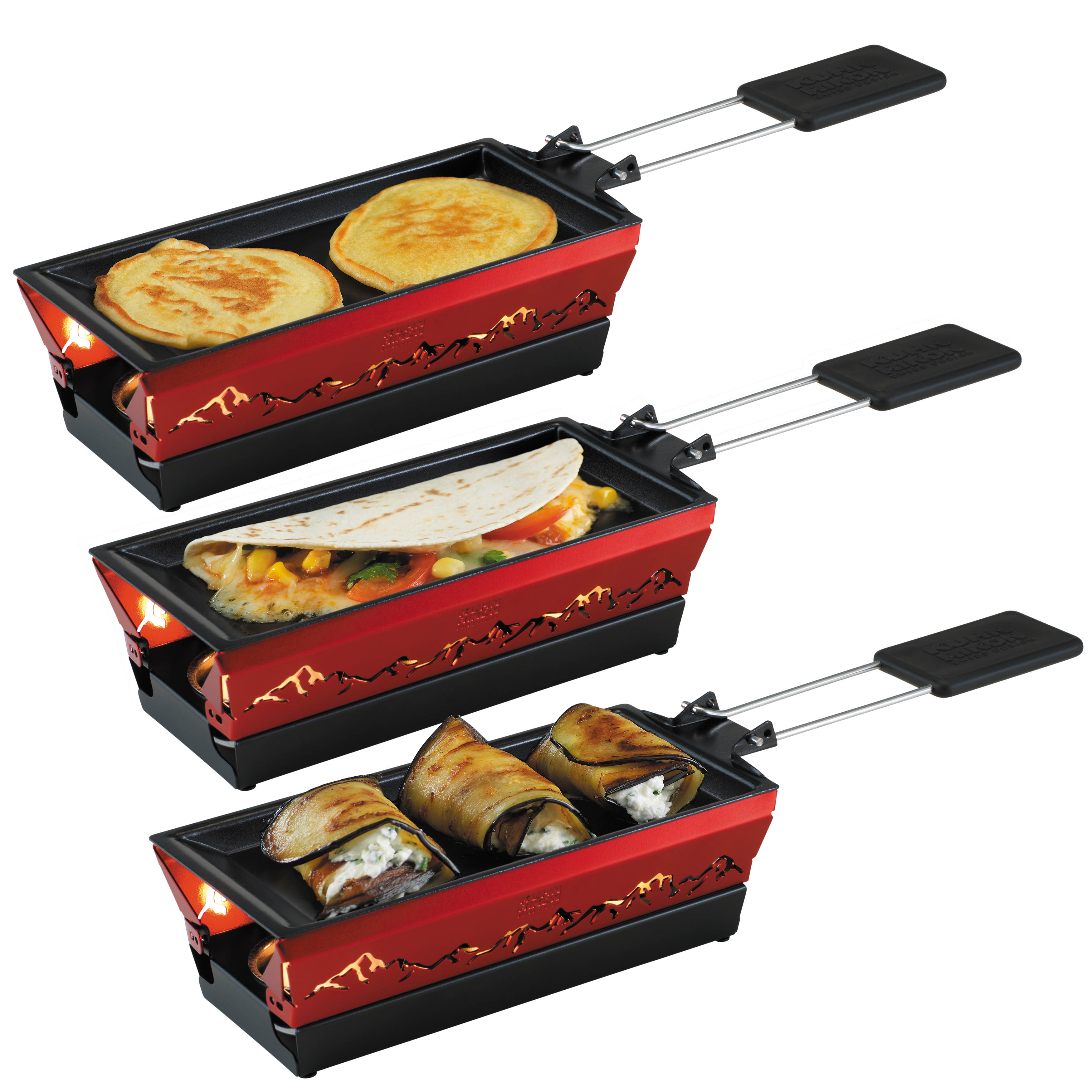 KUHN RIKON Mini Raclette-Set ALPENGLÜHEN mit 3 Teelichtern rot