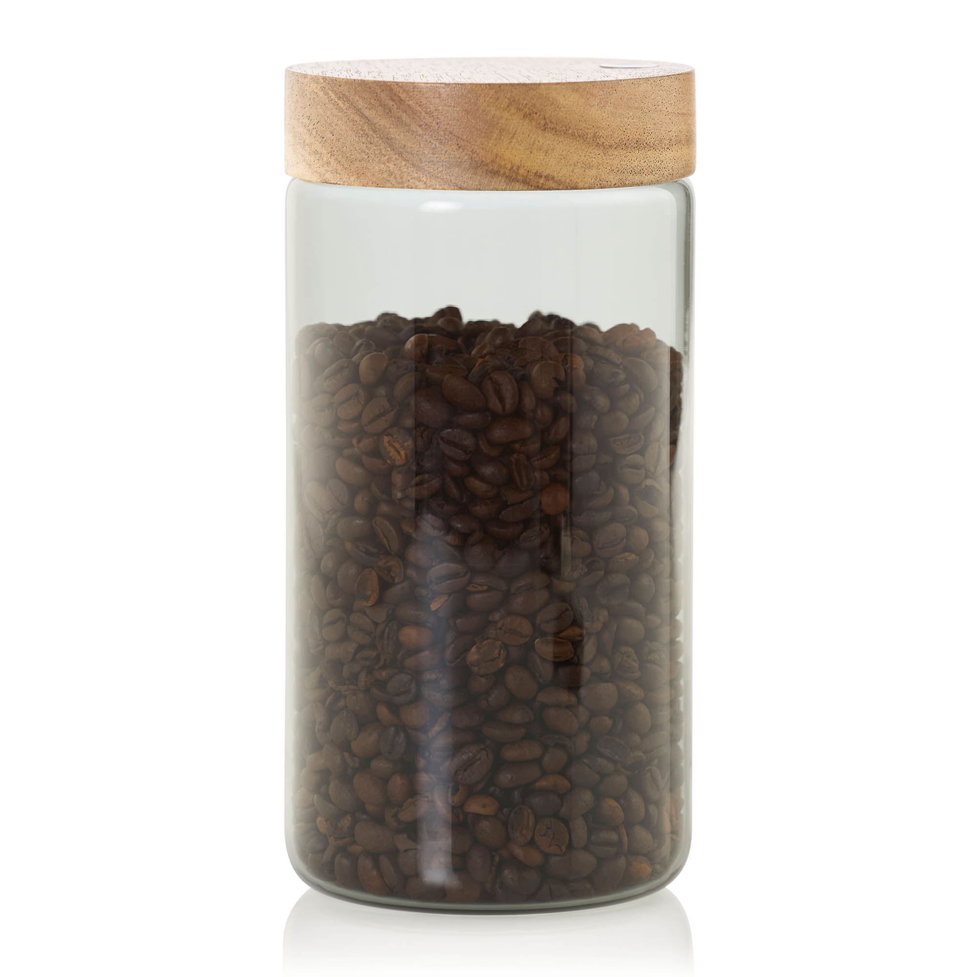 AdHoc Vorratsdose PURE JAR aus Borosilikatglas und Akazienholz 1,2 Liter