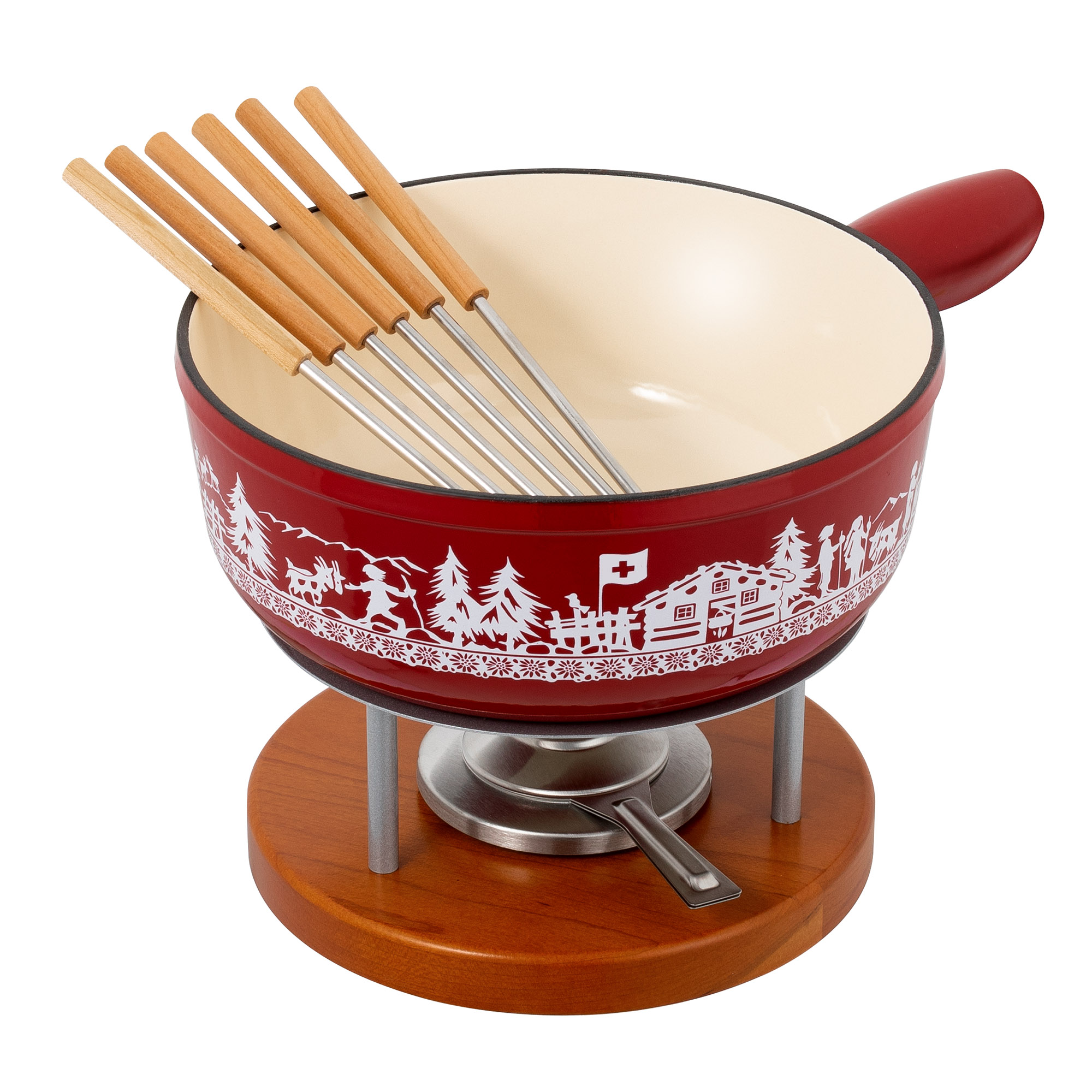 KUHN RIKON Käsefondue-Set ALPWEIDE Gusseisen 24 cm INDUKTION Fondue