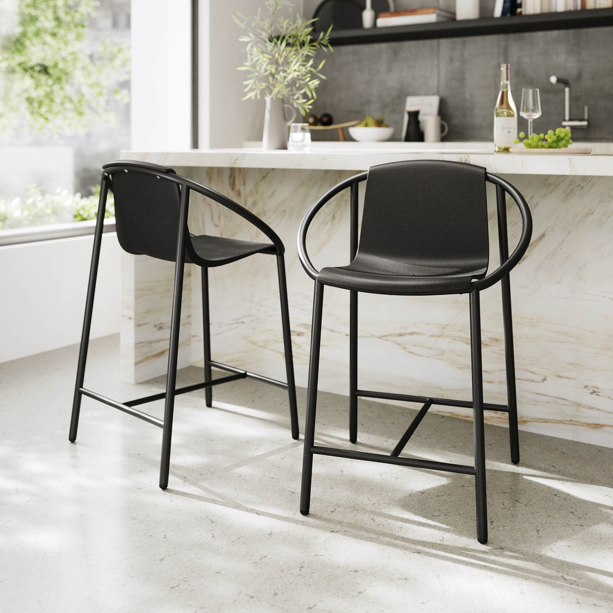 UMBRA Spar-Set Barstuhl Barhocker RINGO schwarz 2 Stück