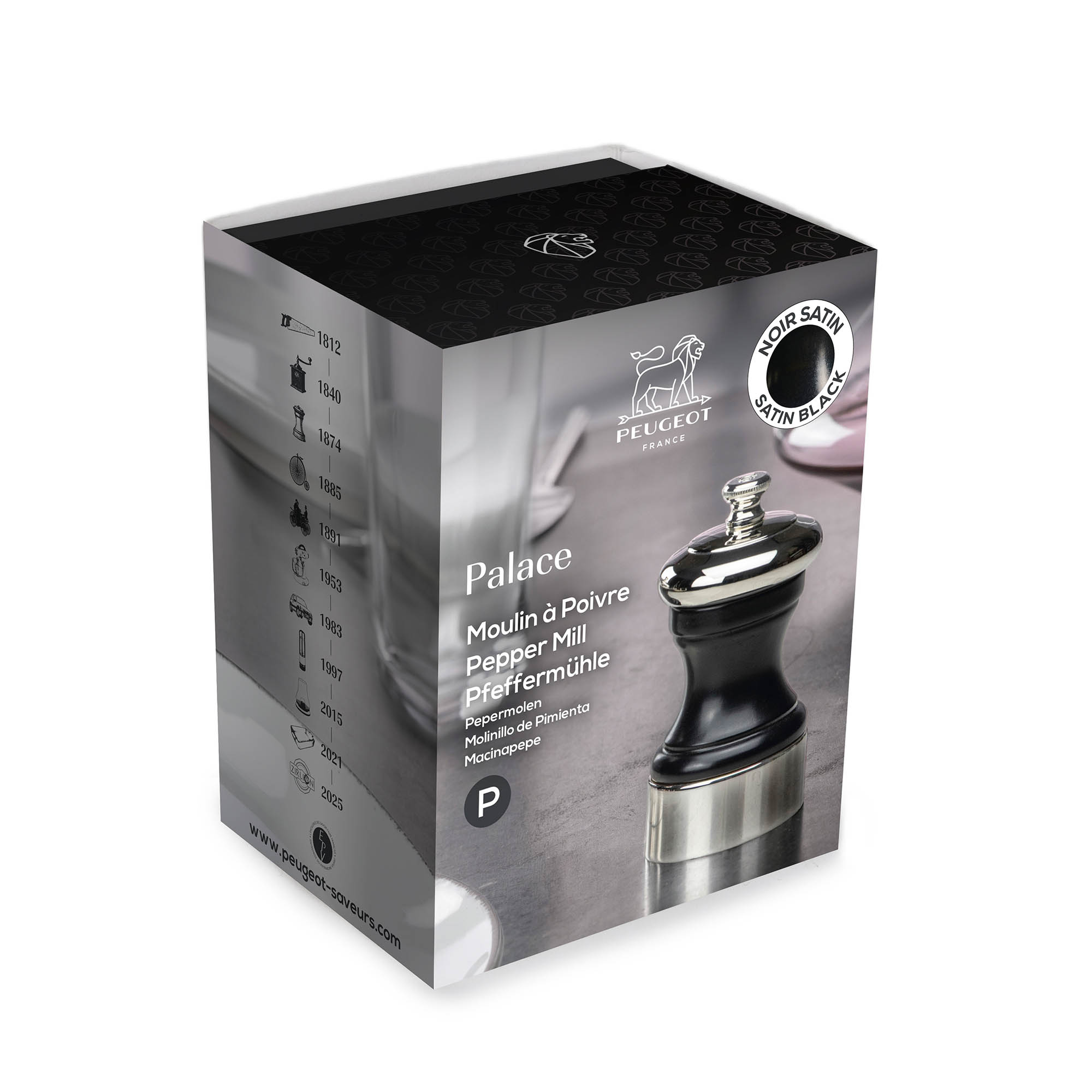 PEUGEOT Pfeffermühle PALACE 10 cm Buche satinschwarz und silberfarbenes Metall