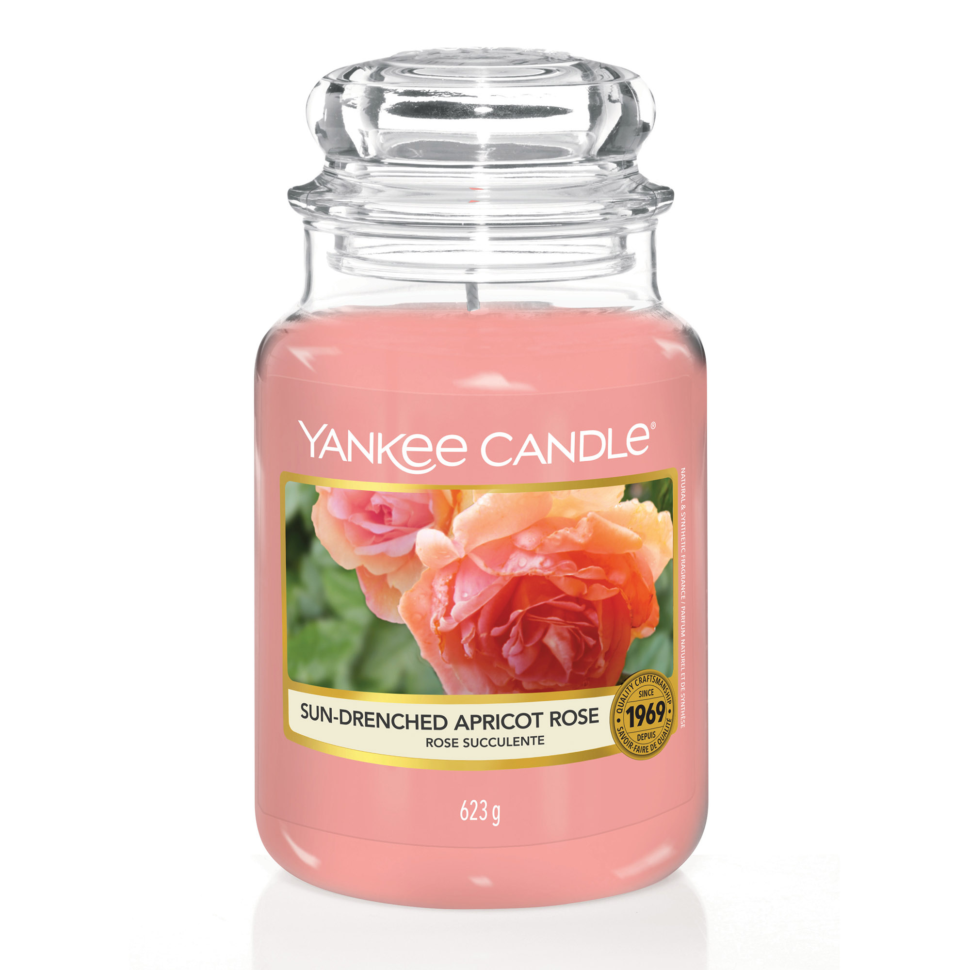 YANKEE CANDLE Große Kerze SUN-DRENCHED APRICOT ROSE 623 g Duftkerze 